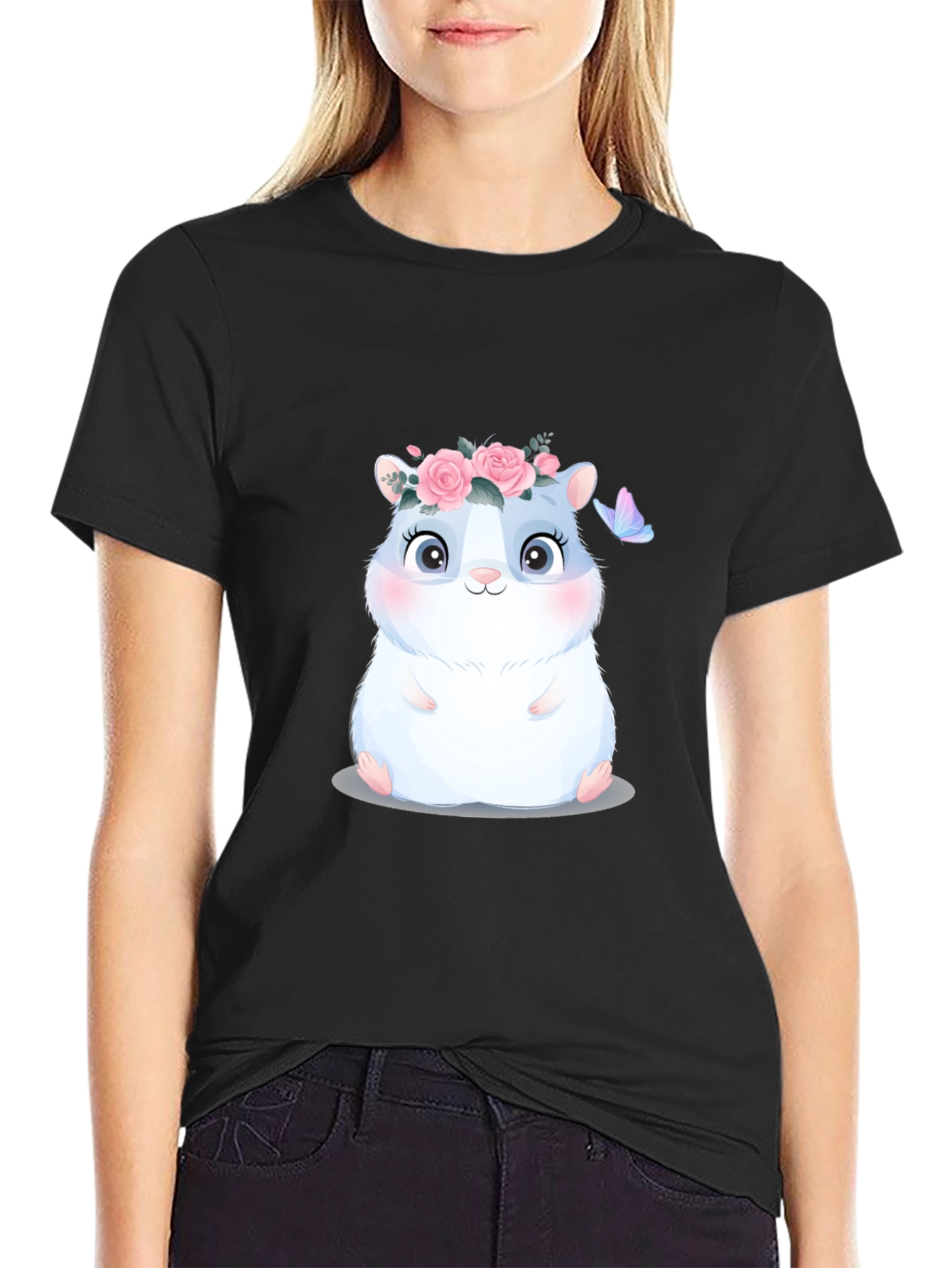Cute Hamster in Flower Crown T-Shirt