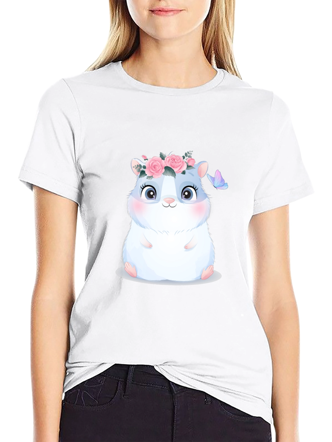 Cute Hamster in Flower Crown T-Shirt