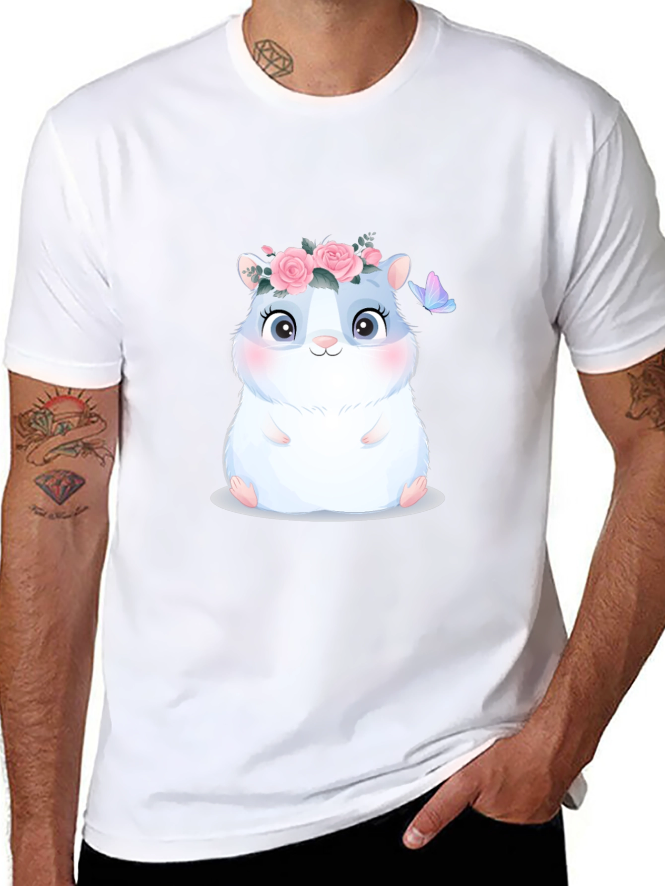 Cute Hamster in Flower Crown T-Shirt
