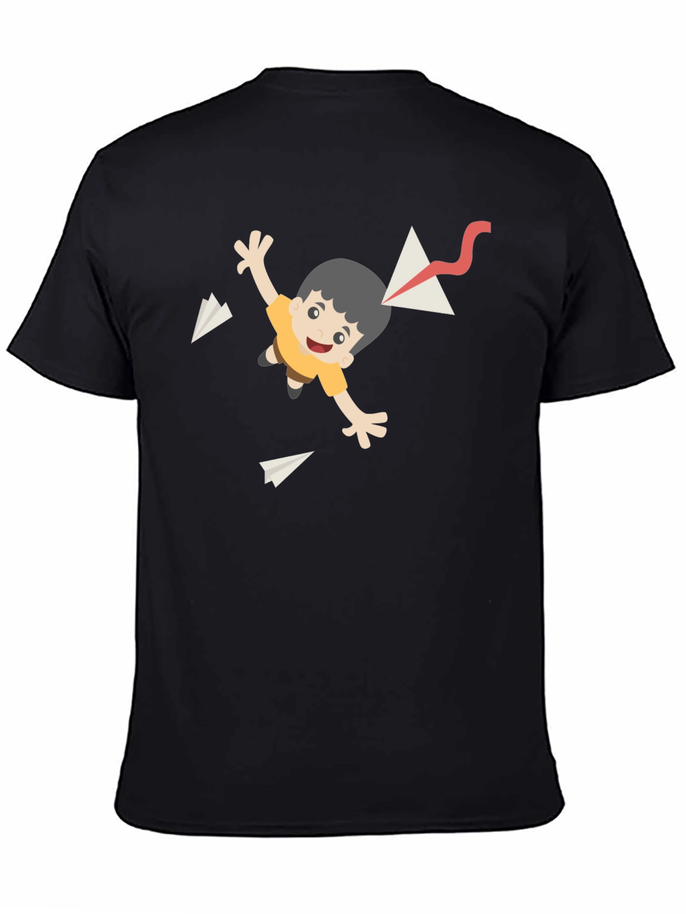 Cartoon Kite T-Shirt - Black Cotton Tee