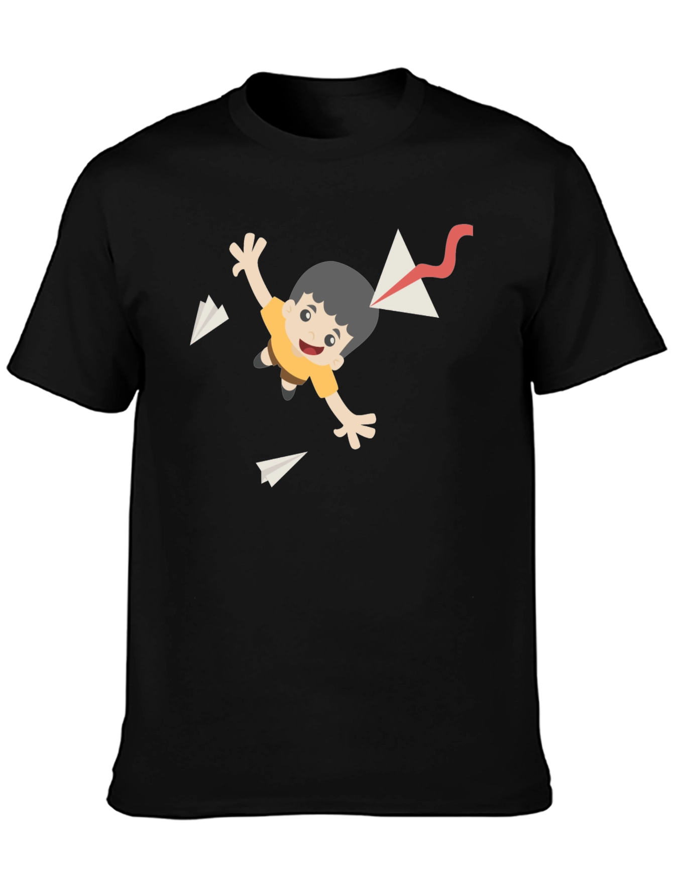 Cartoon Kite T-Shirt - Black Cotton Tee