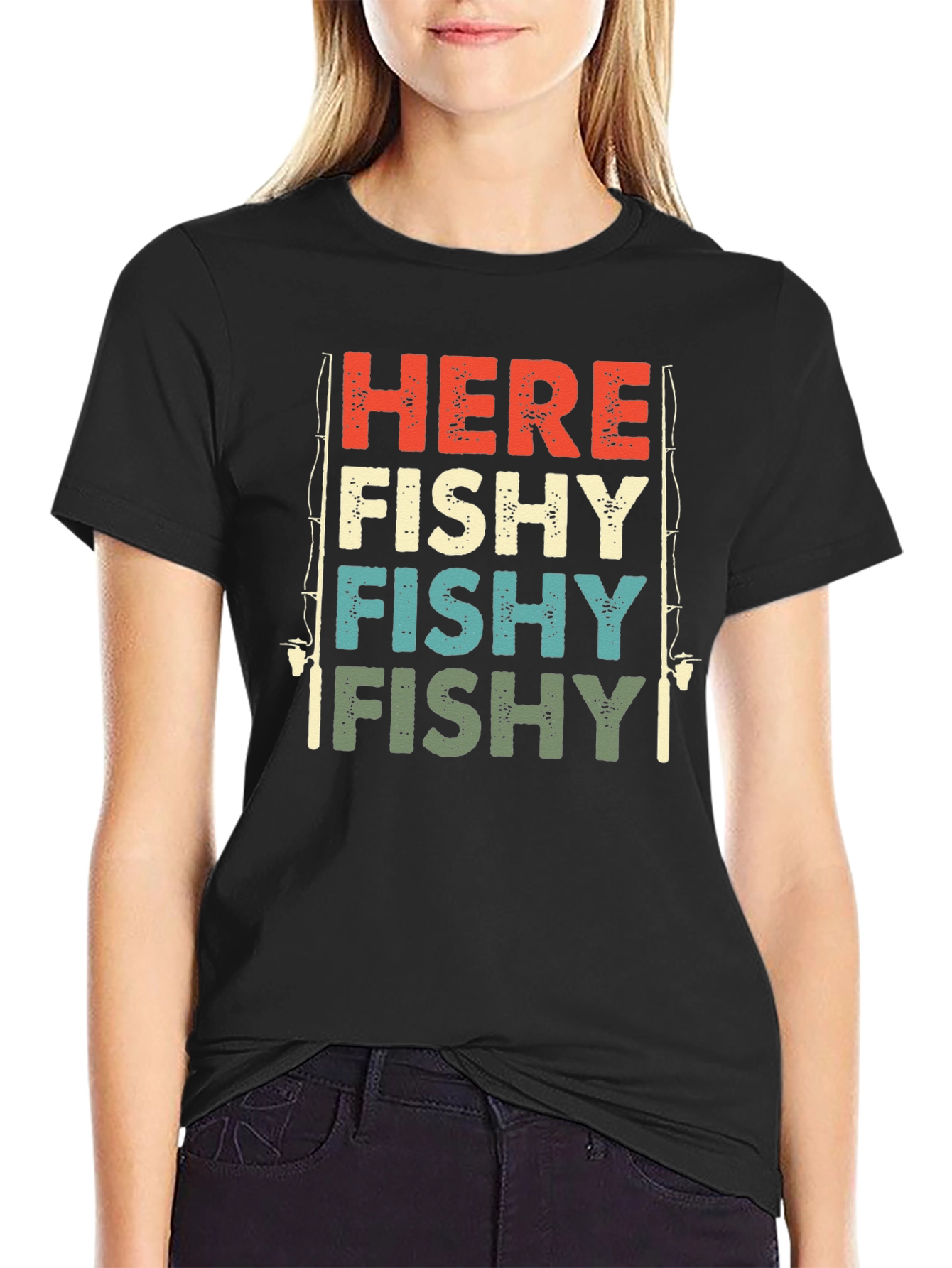 Here Fishy Fishy Fishing T-Shirt - Retro Style