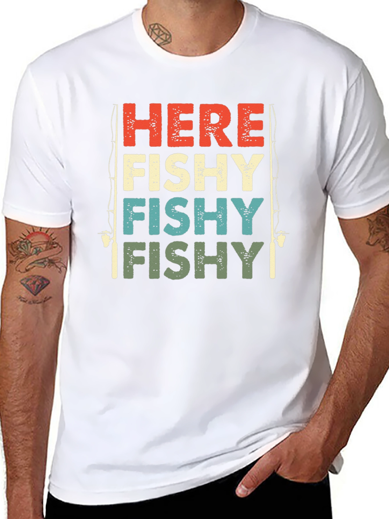 Here Fishy Fishy Fishing T-Shirt - Retro Style