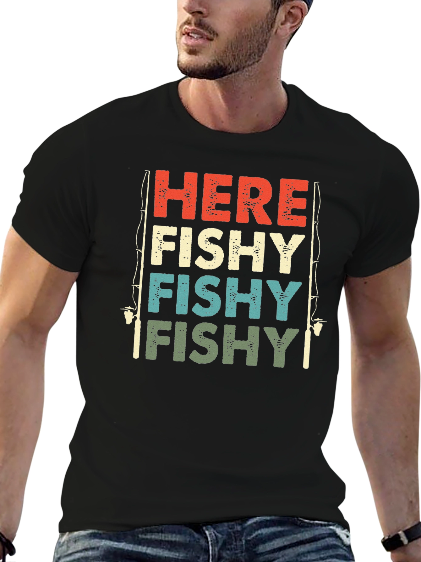 Here Fishy Fishy Fishing T-Shirt - Retro Style