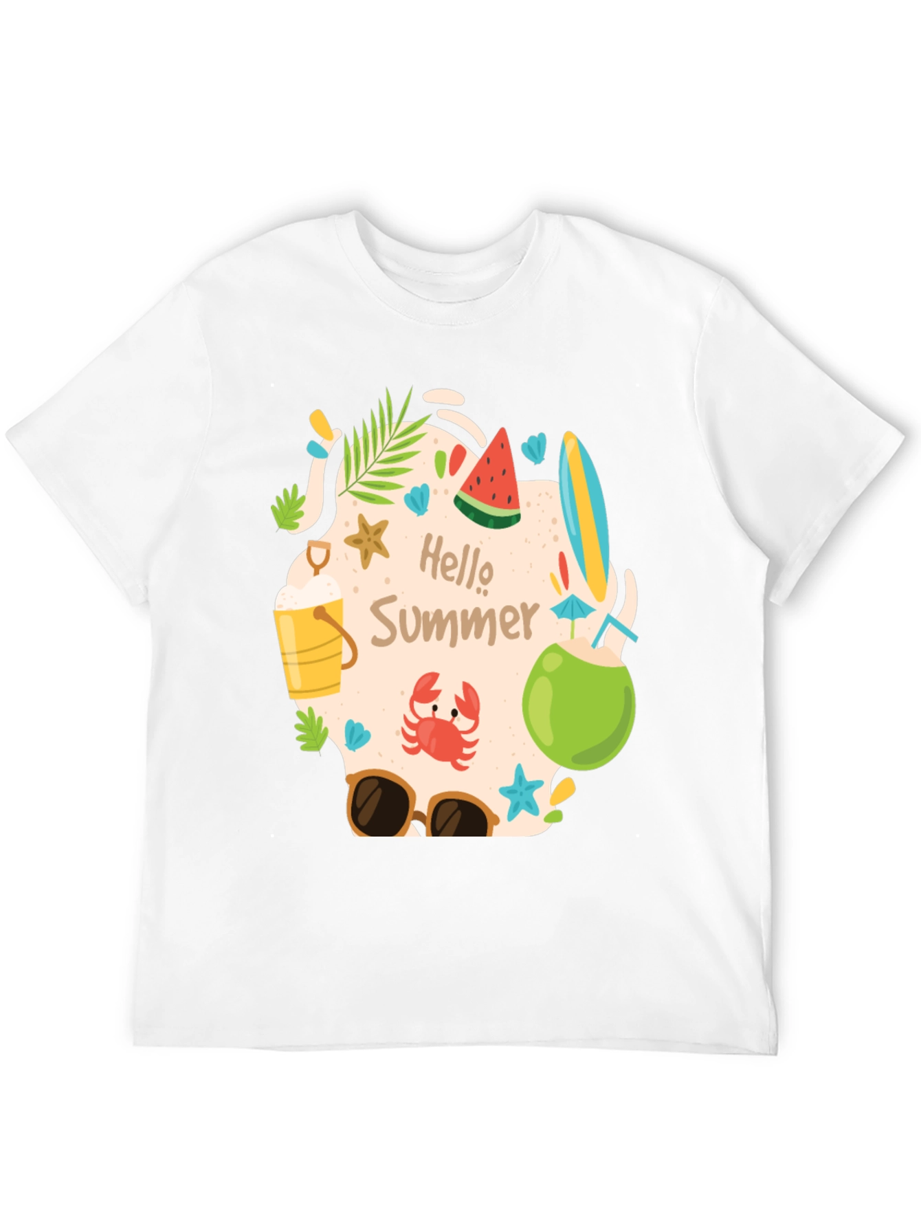 Hello Summer Graphic Tee - Mens Casual T-Shirt