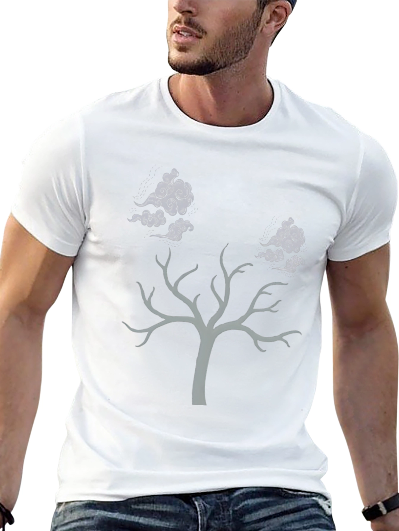 Tree and Clouds Graphic T-Shirt - Black
