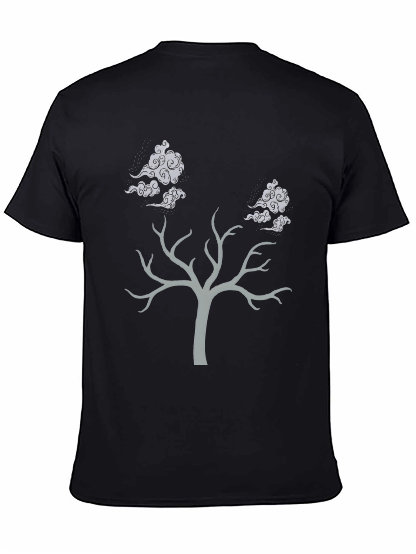 Tree and Clouds Graphic T-Shirt - Black