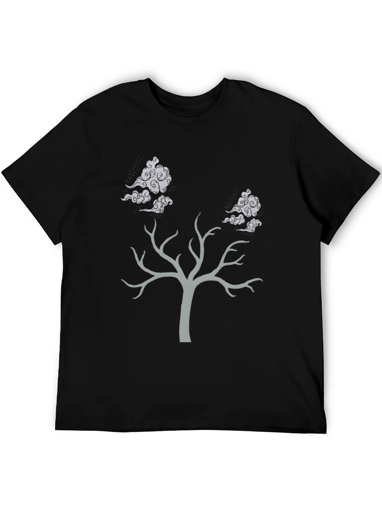 Tree and Clouds Graphic T-Shirt - Black