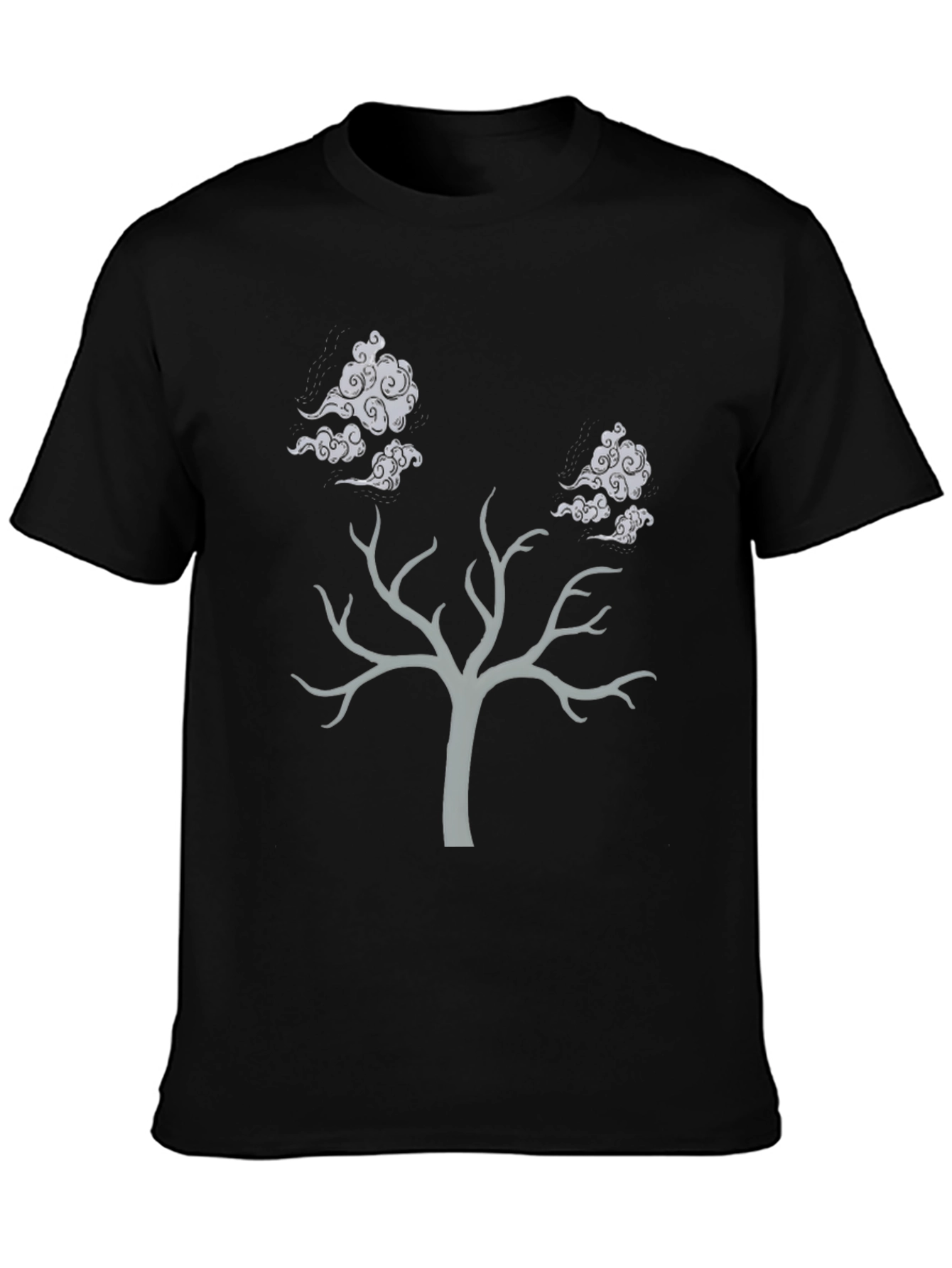 Tree and Clouds Graphic T-Shirt - Black