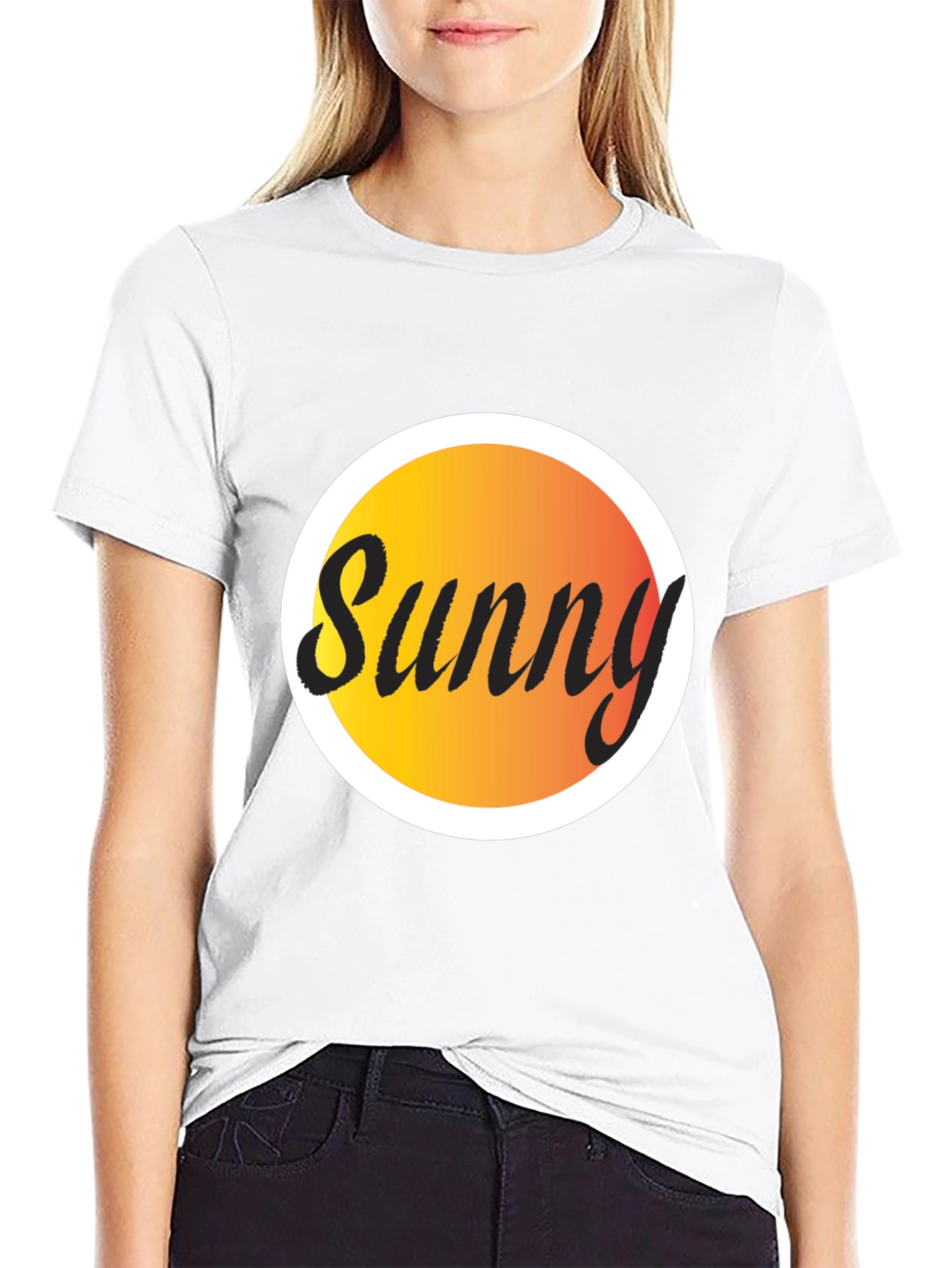 Sunny Graphic Tee - Black Cotton Blend T-Shirt