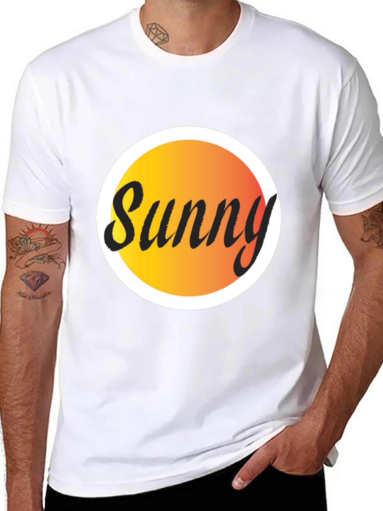Sunny Graphic Tee - Black Cotton Blend T-Shirt