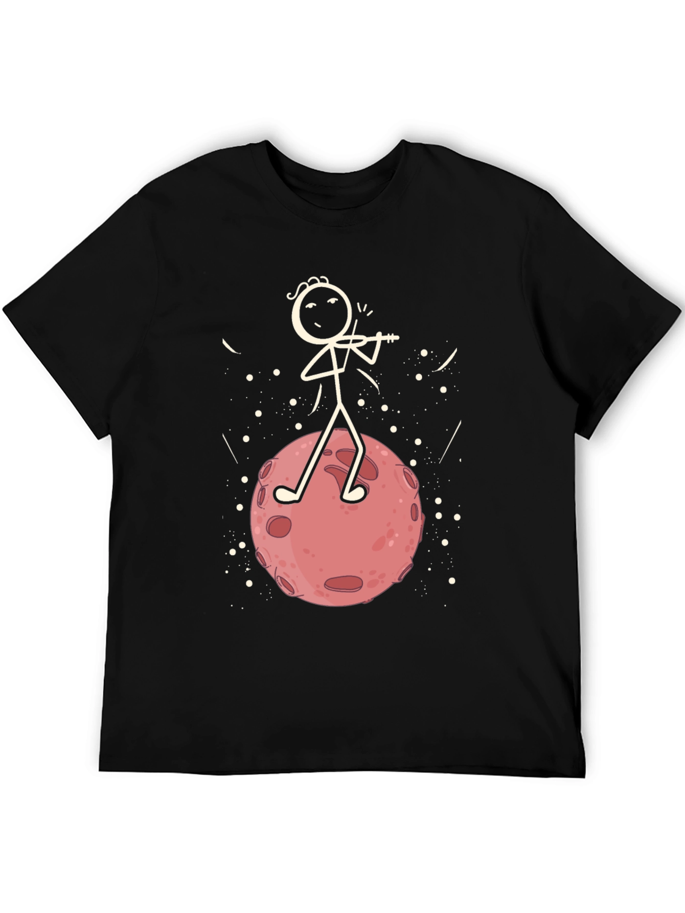 Moon Violinist Graphic T-Shirt - Black Cotton Tee