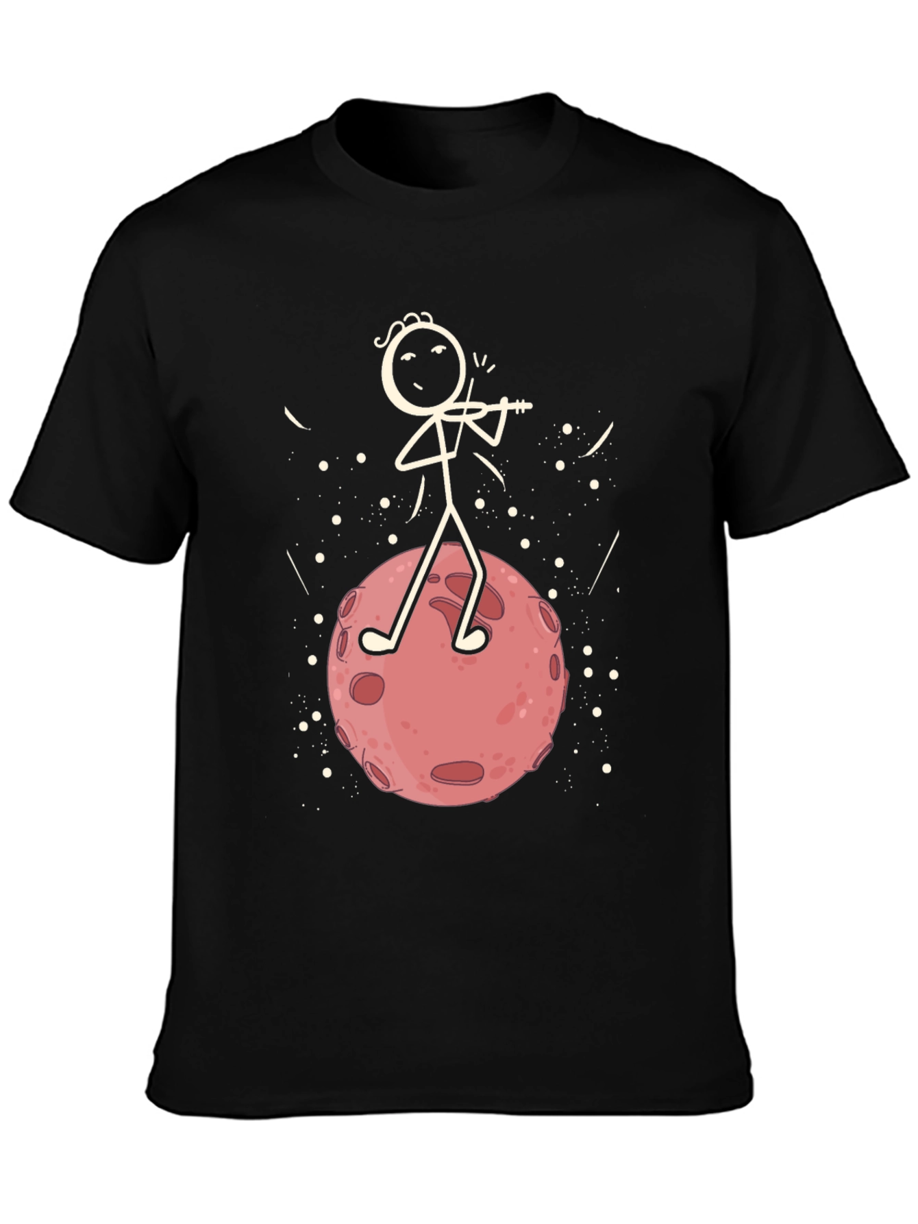 Moon Violinist Graphic T-Shirt - Black Cotton Tee