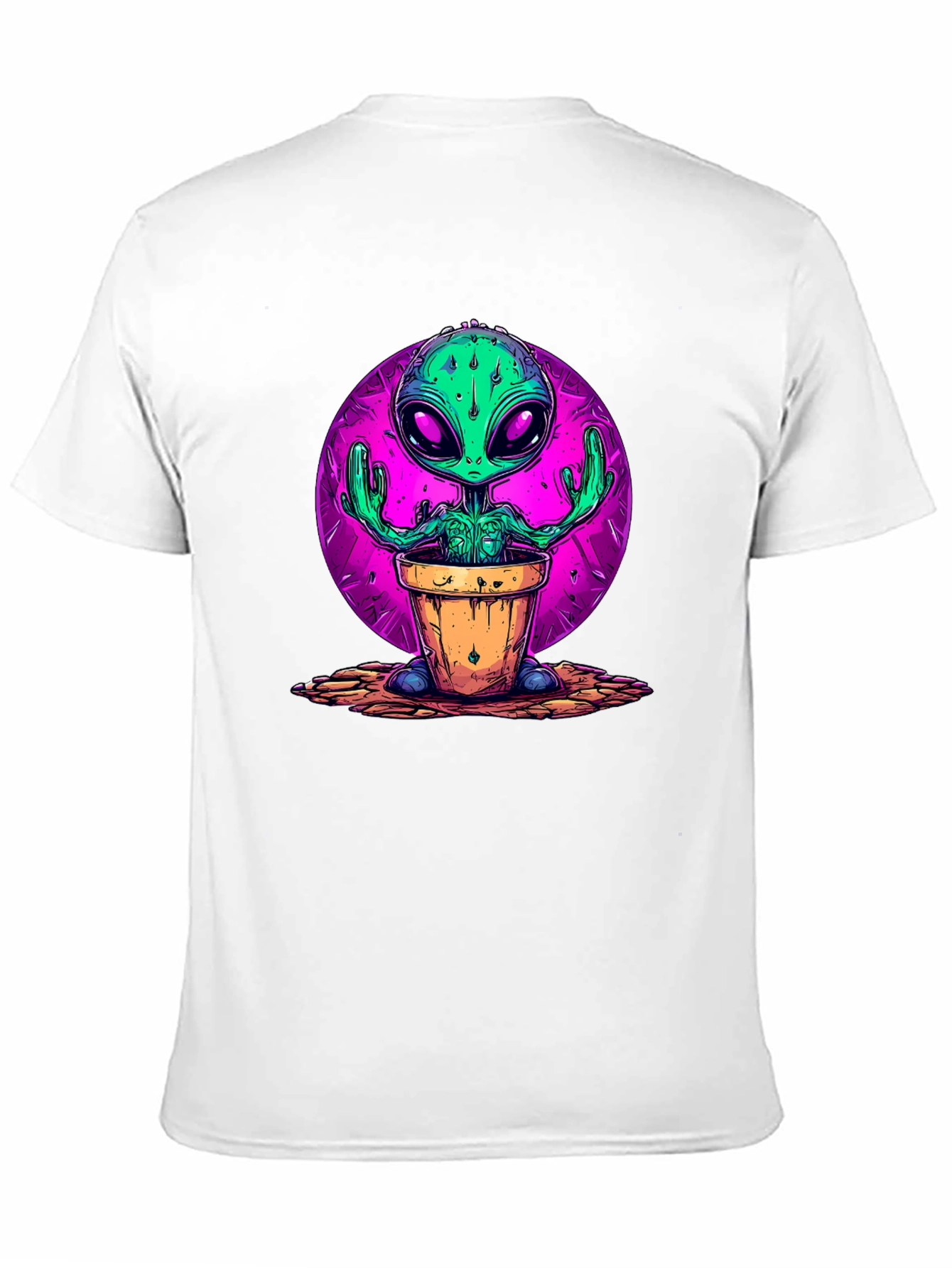 Alien in Pot Graphic Tee - Black Cotton T-Shirt