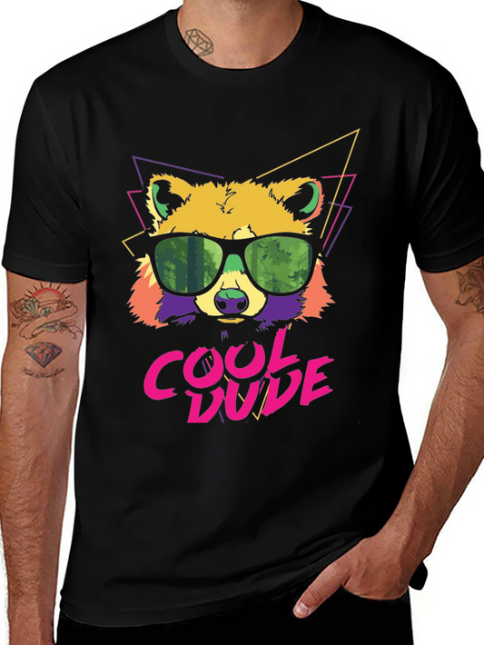 Cool Dude Raccoon Graphic Tee - Black