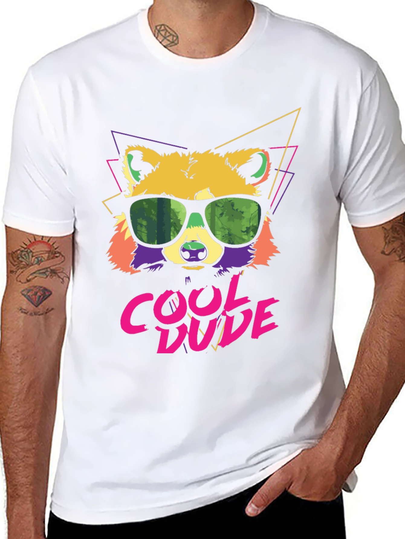 Cool Dude Raccoon Graphic Tee - Black