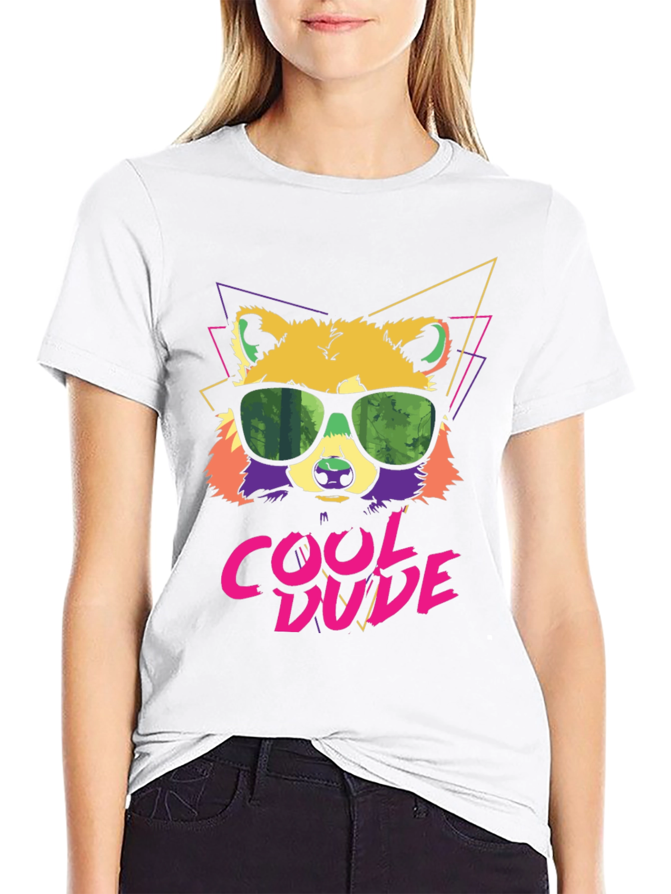 Cool Dude Raccoon Graphic Tee - Black