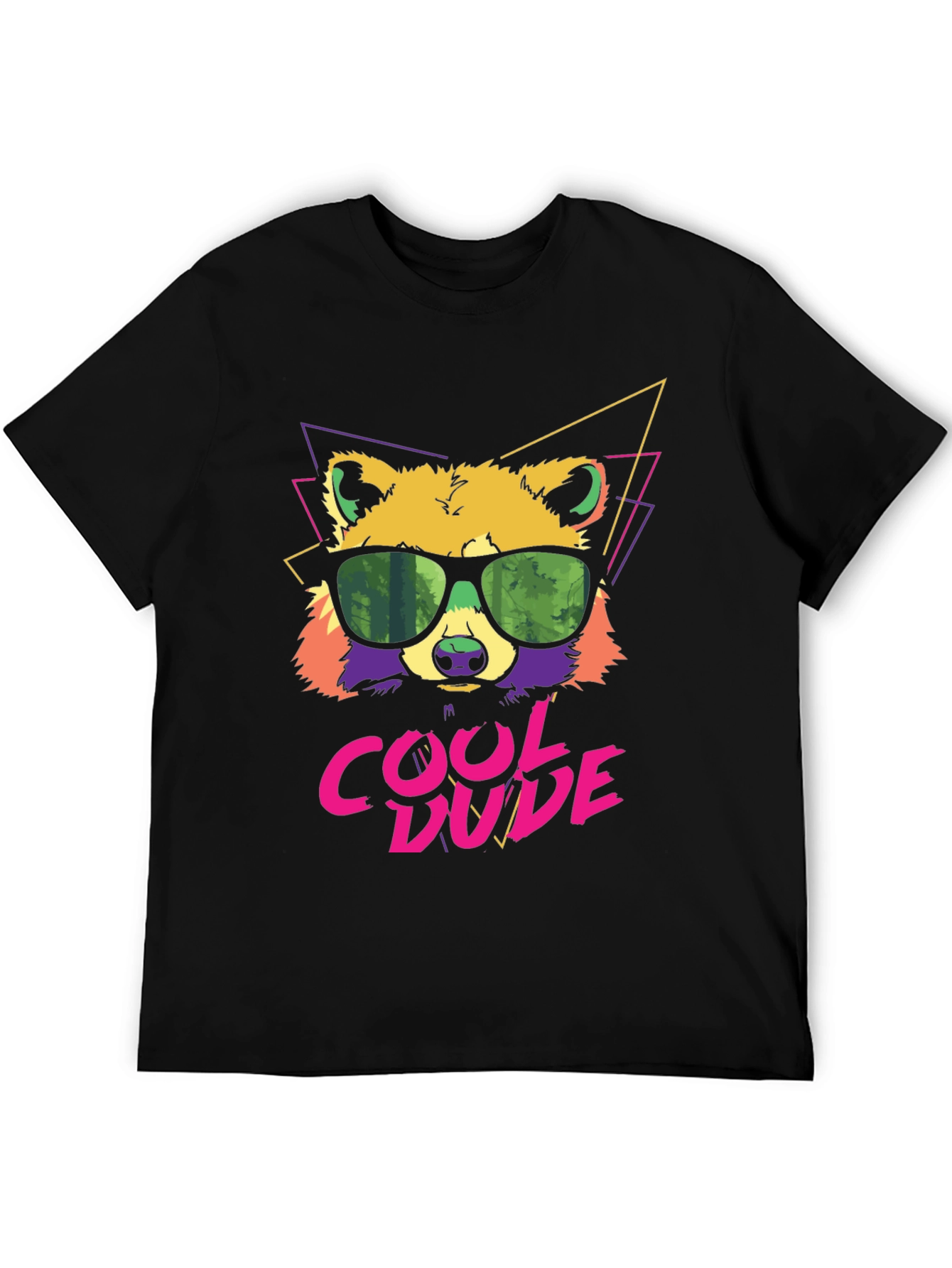 Cool Dude Raccoon Graphic Tee - Black