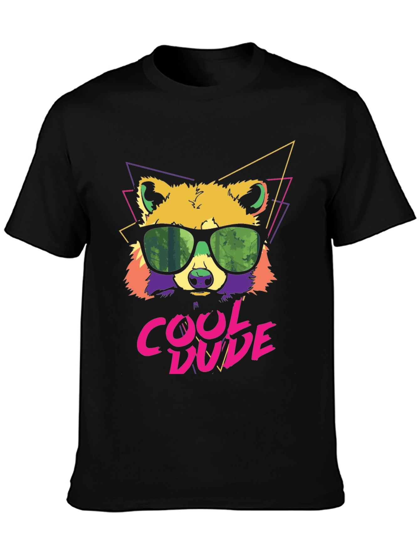 Cool Dude Raccoon Graphic Tee - Black