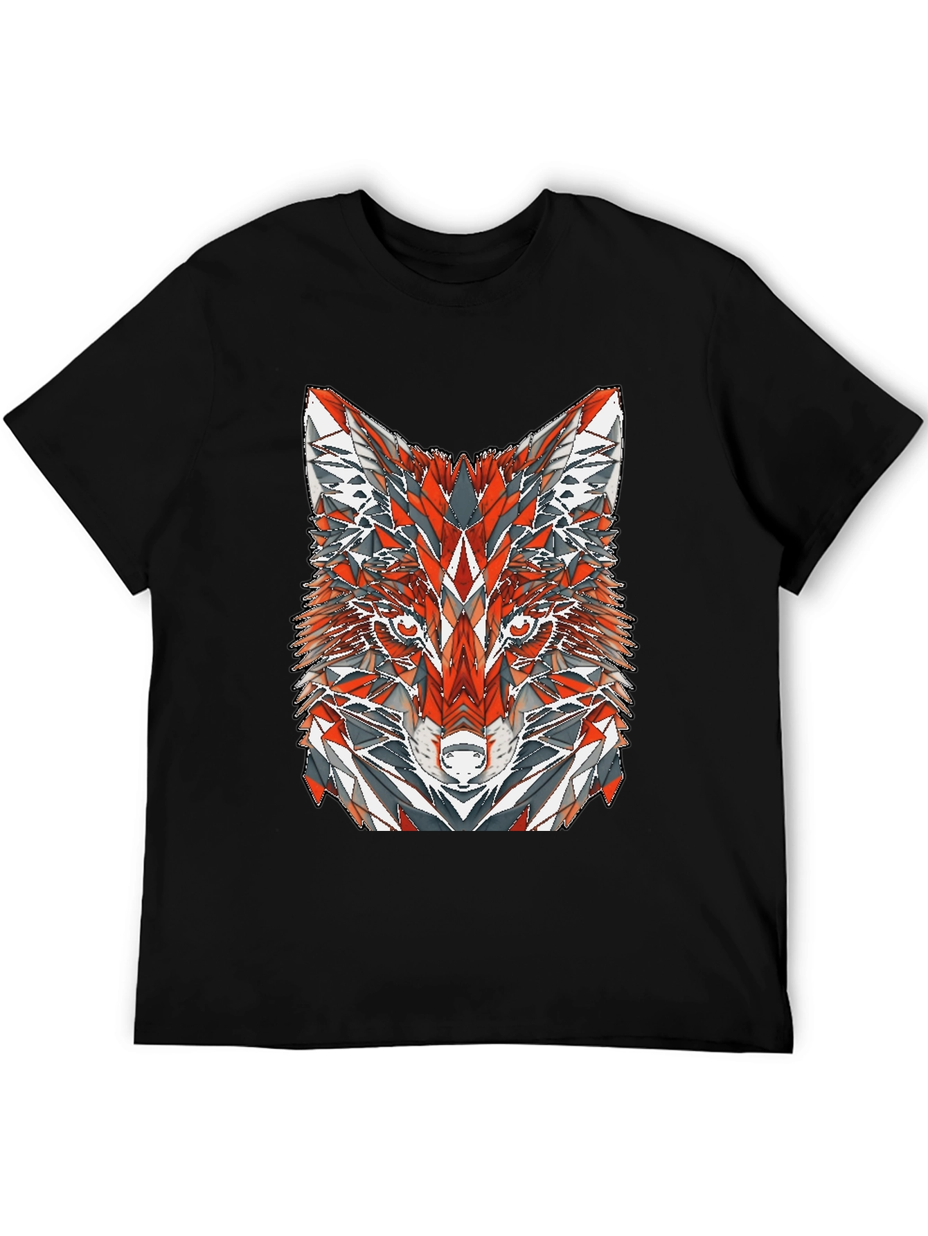 Geometric Fox Graphic Print T-Shirt