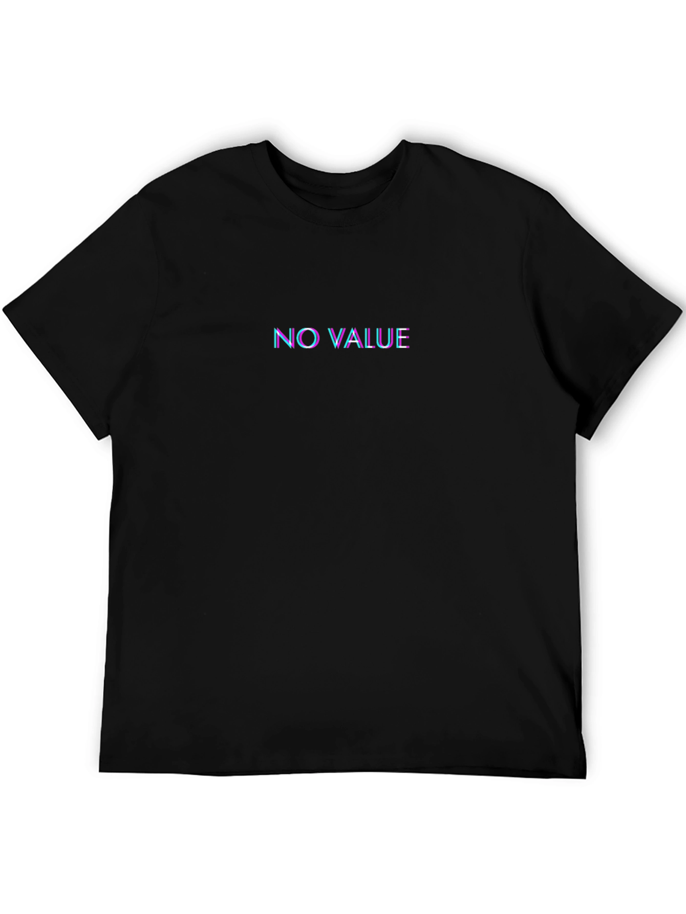 No Value Glitch Effect Black T-Shirt