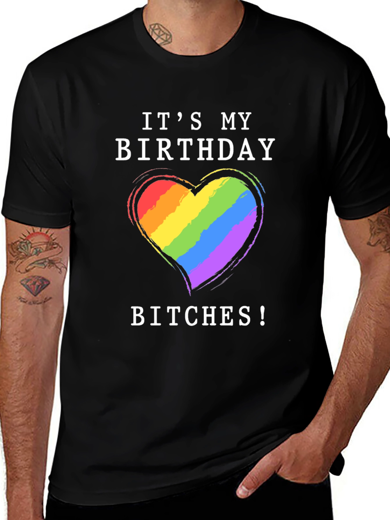 Its My Birthday Bitches T-Shirt Gay Pride Rainbow Heart