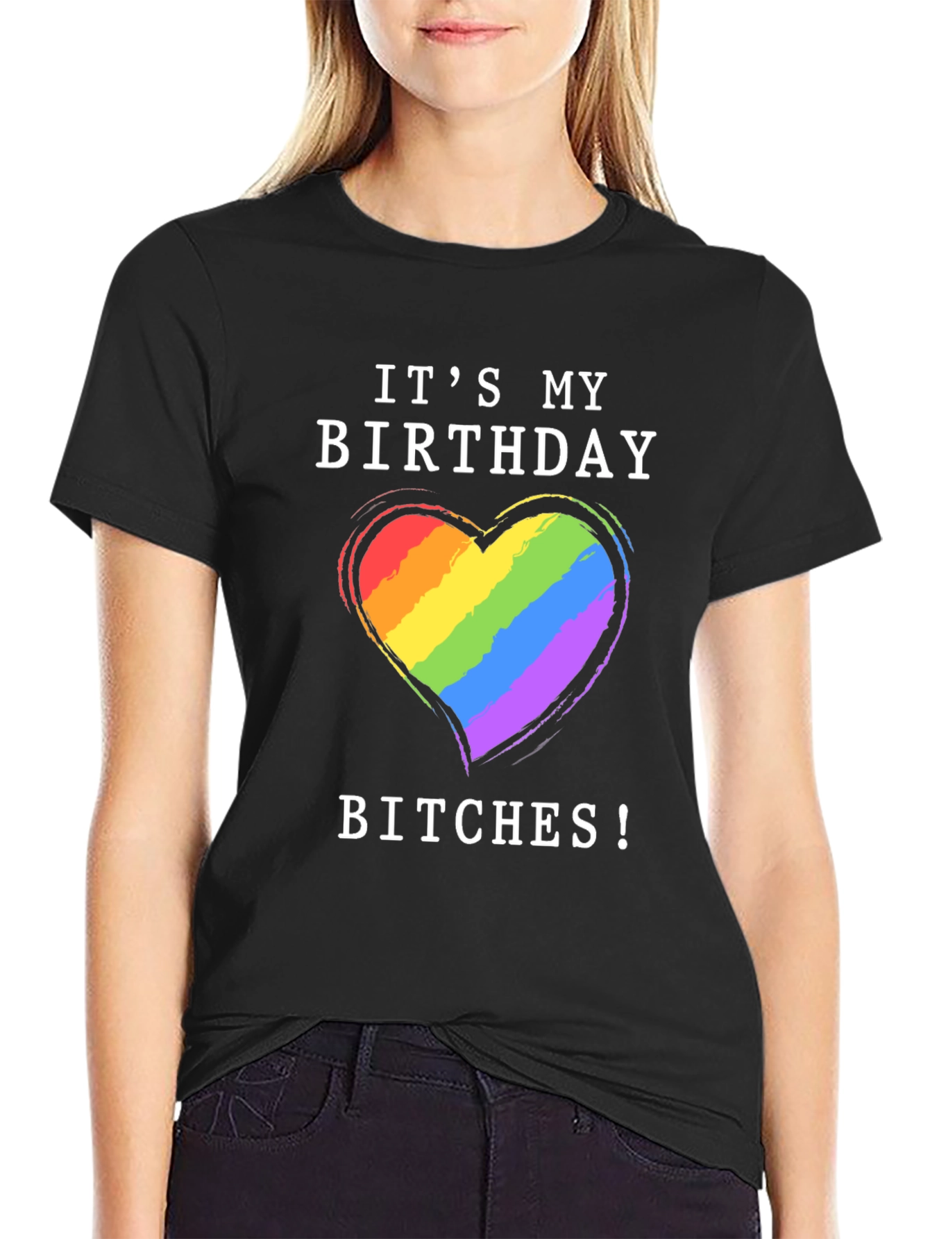 Its My Birthday Bitches T-Shirt Gay Pride Rainbow Heart