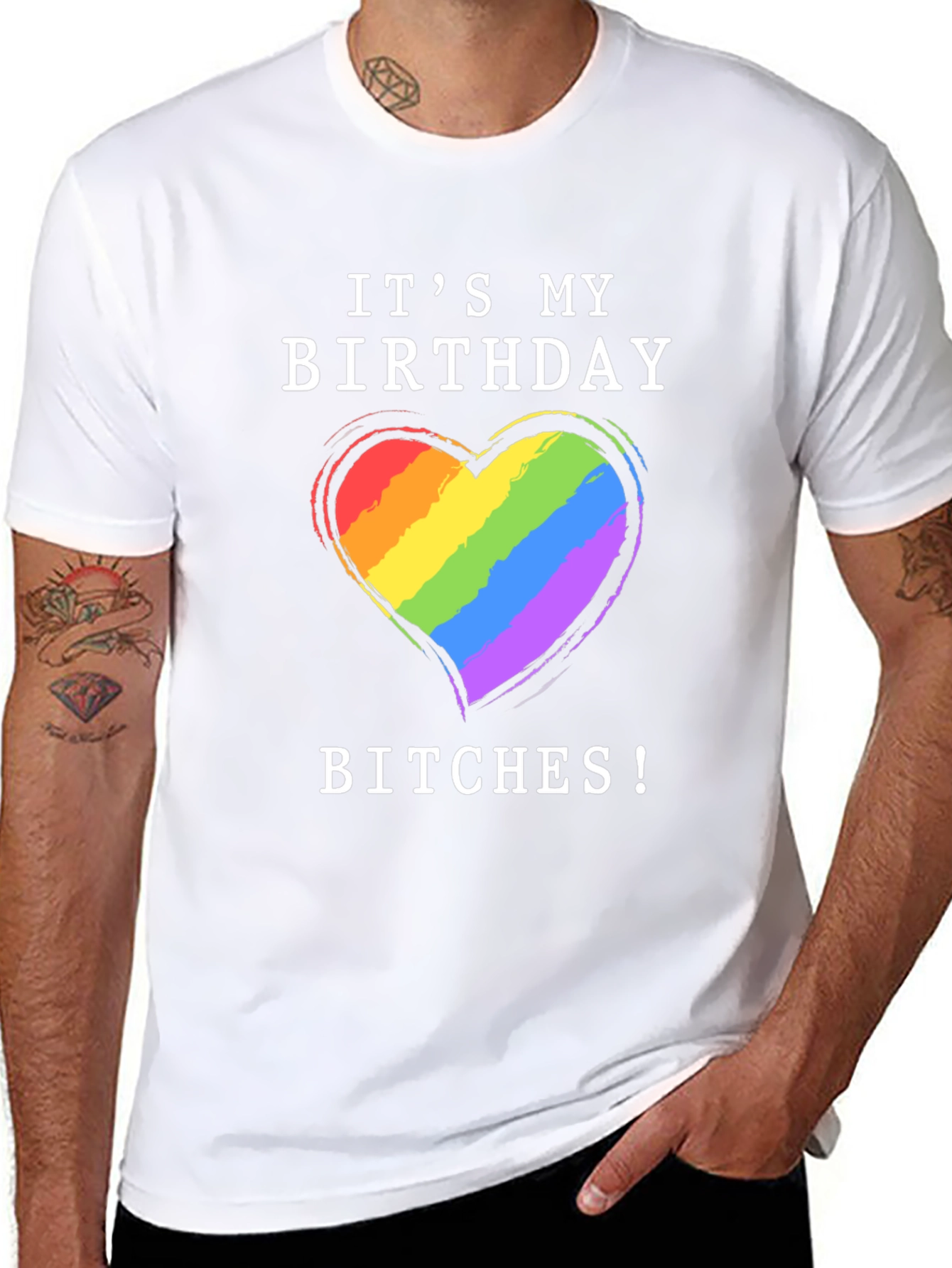 Its My Birthday Bitches T-Shirt Gay Pride Rainbow Heart