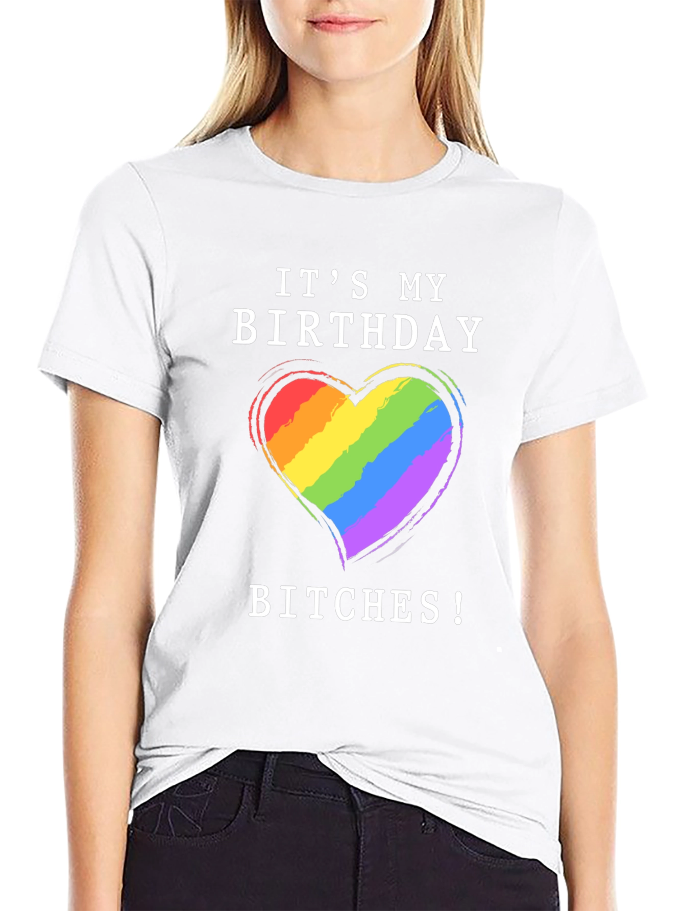 Its My Birthday Bitches T-Shirt Gay Pride Rainbow Heart