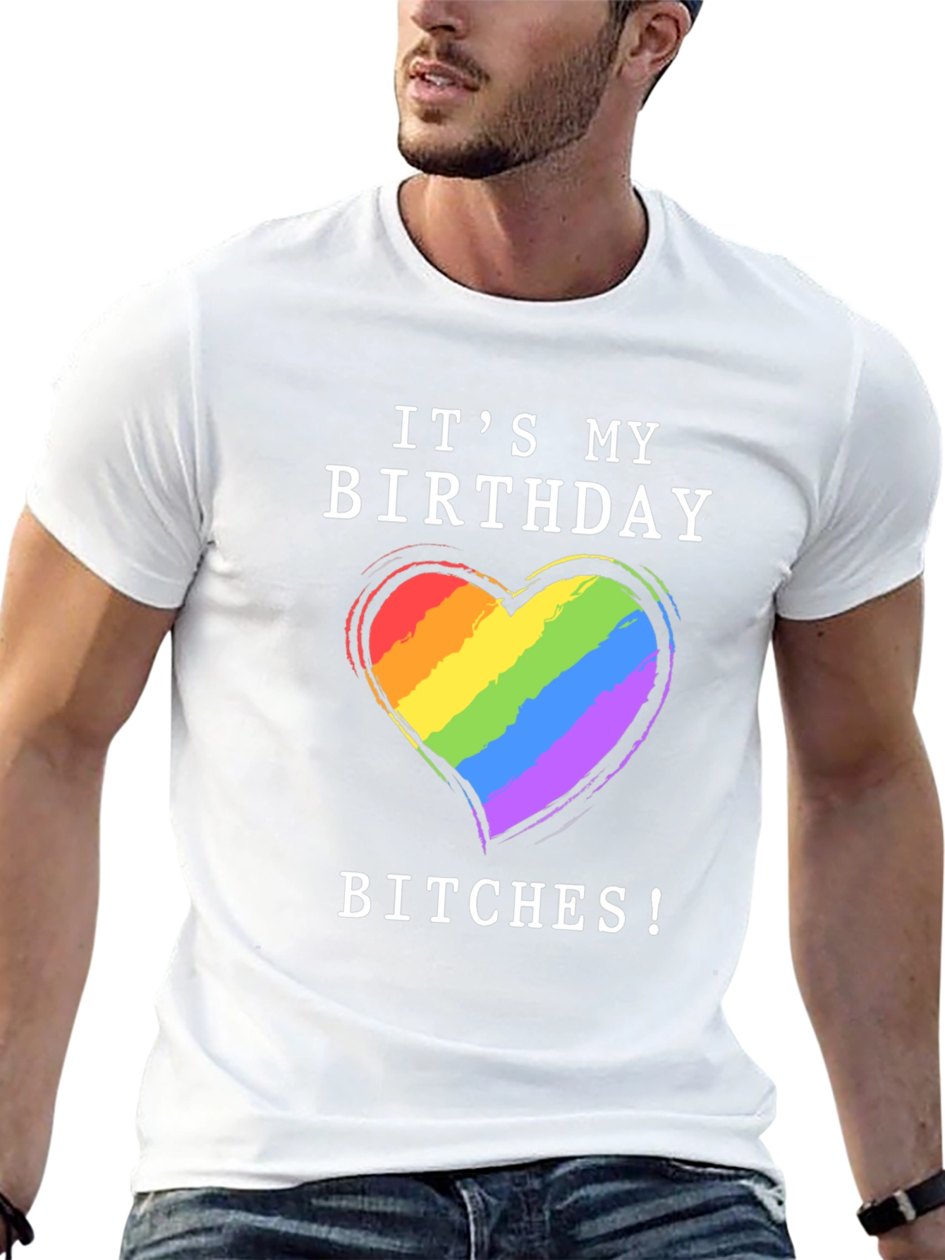 Its My Birthday Bitches T-Shirt Gay Pride Rainbow Heart