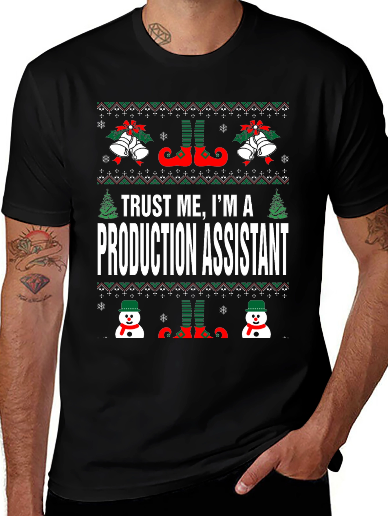 Production Assistant Ugly Christmas T-Shirt