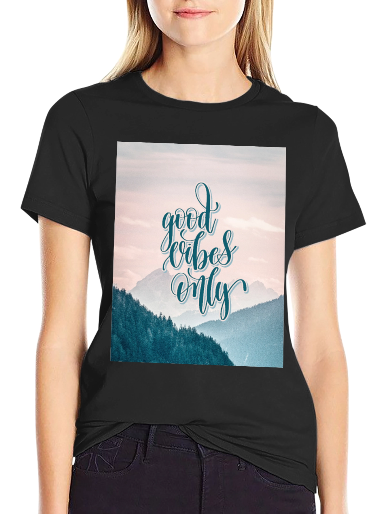 Good Vibes Only Graphic Tee - Mountain Scene