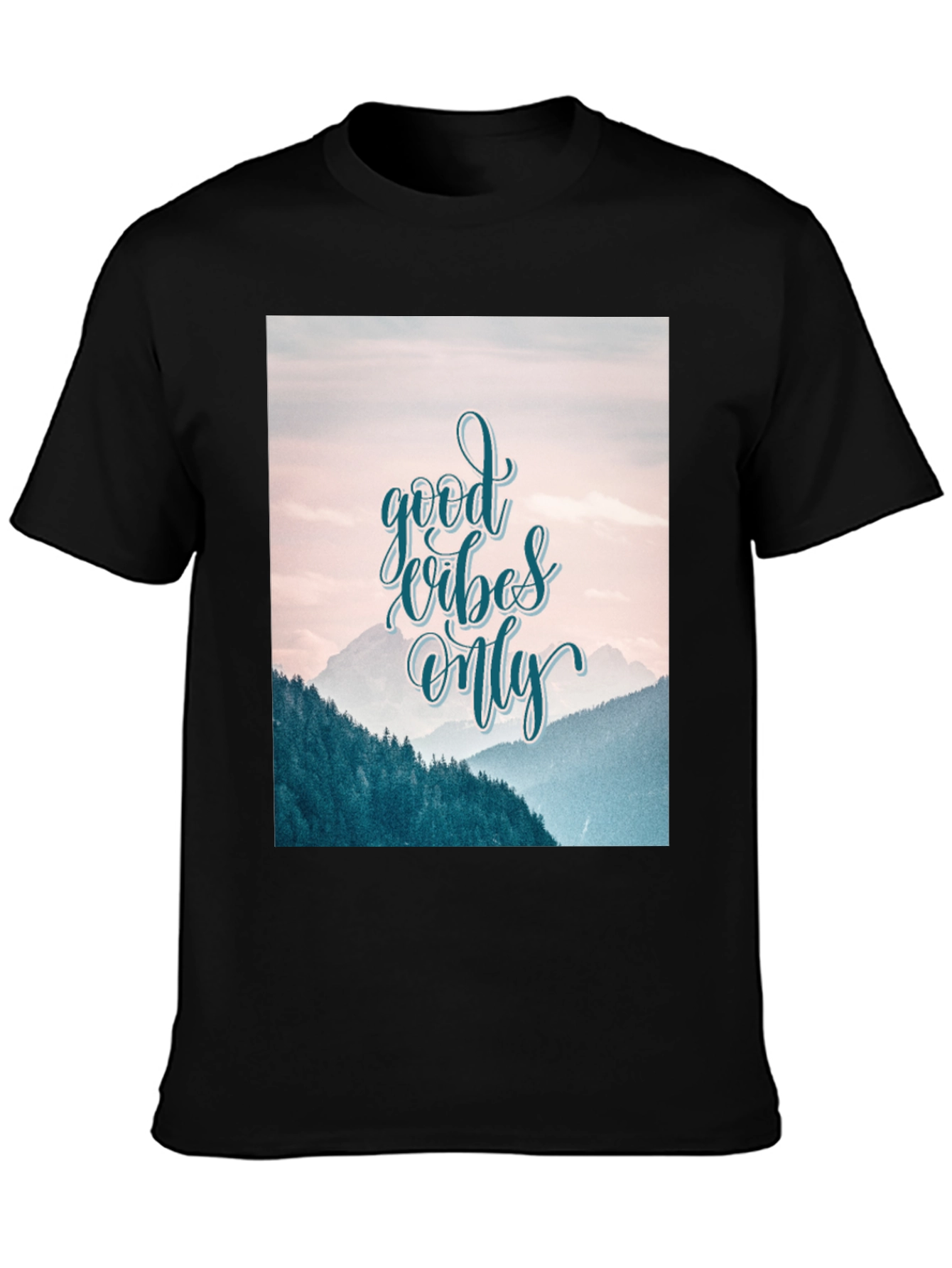 Good Vibes Only Graphic Tee - Mountain Scene