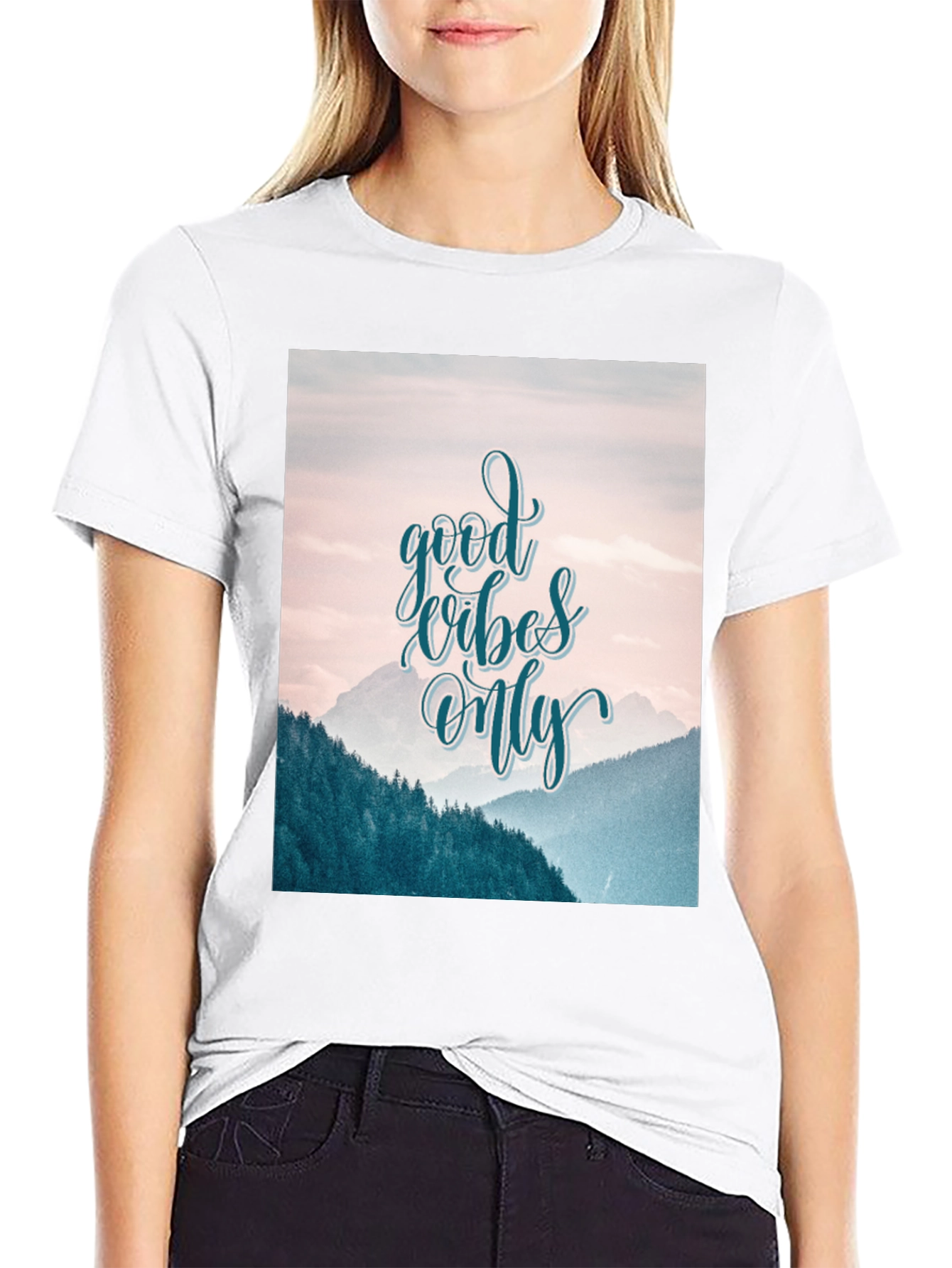 Good Vibes Only Graphic Tee - Mountain Scene