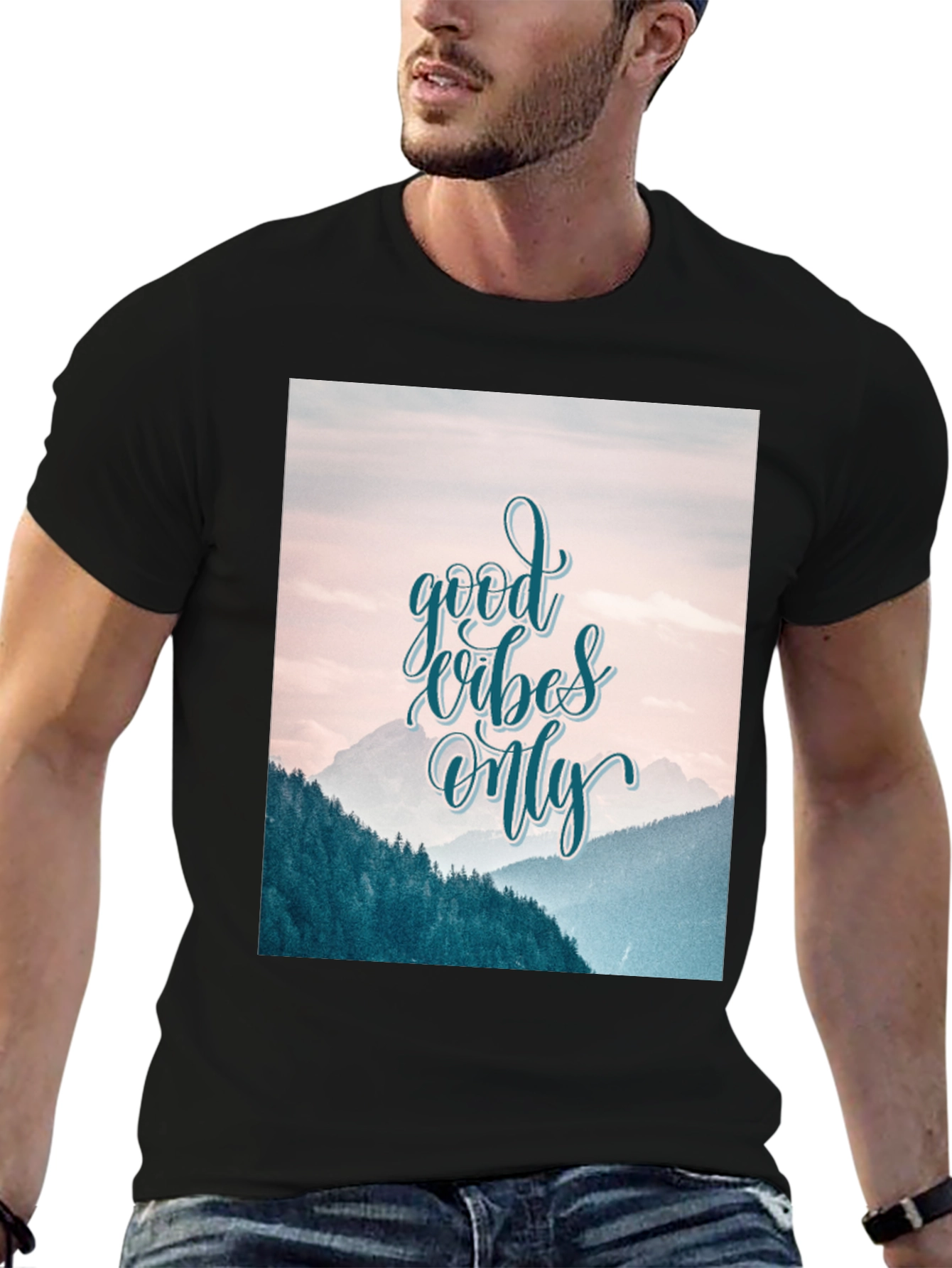 Good Vibes Only Graphic Tee - Mountain Scene