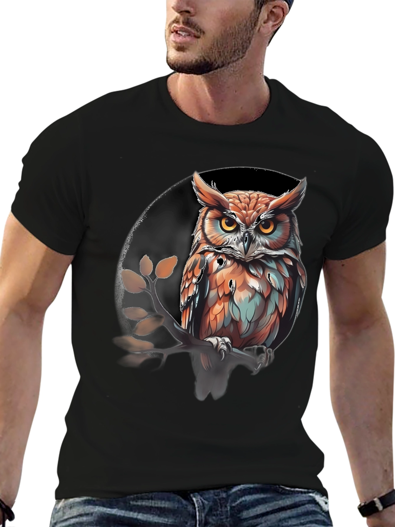 Owl Graphic Print Tee - Stylish Mens T-Shirt
