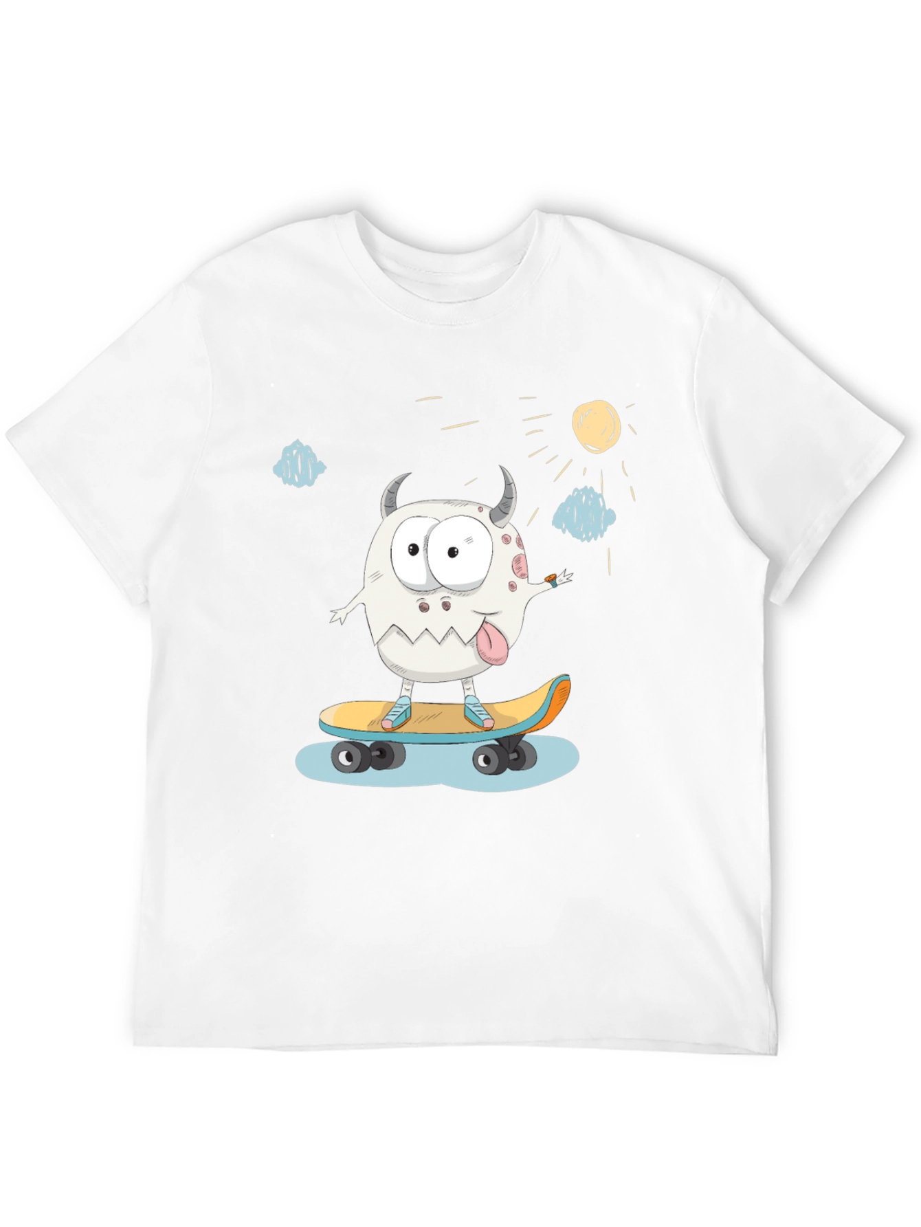 Skateboarding Monster Graphic Tee - Black Cotton T-Shirt