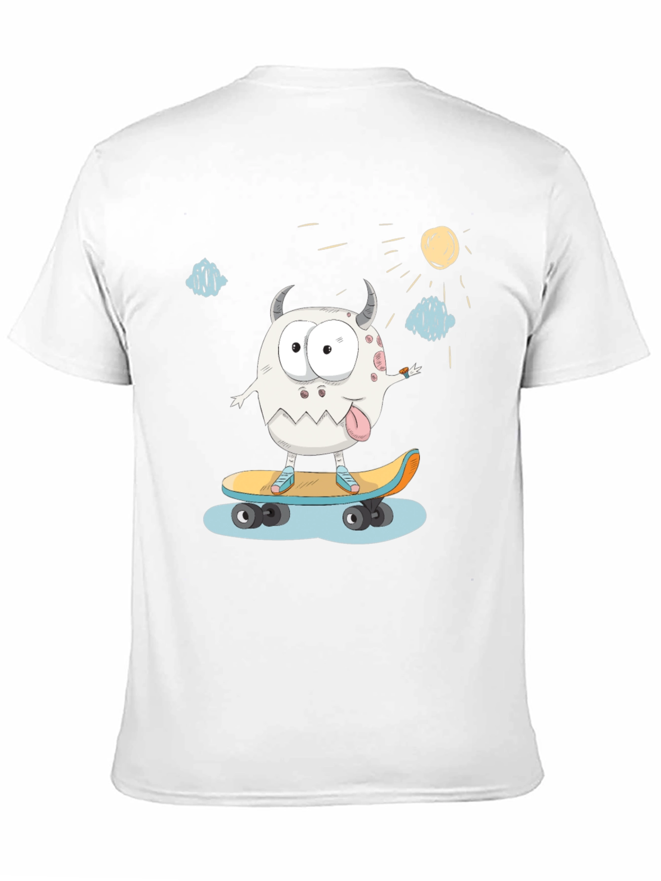 Skateboarding Monster Graphic Tee - Black Cotton T-Shirt