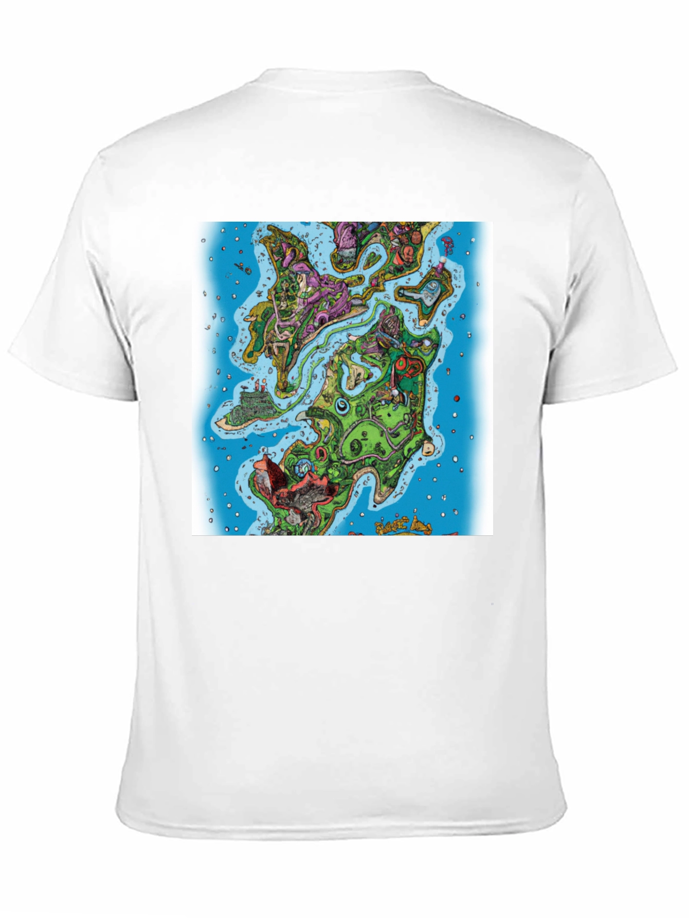 Cartoon Map Graphic Print Black T-Shirt
