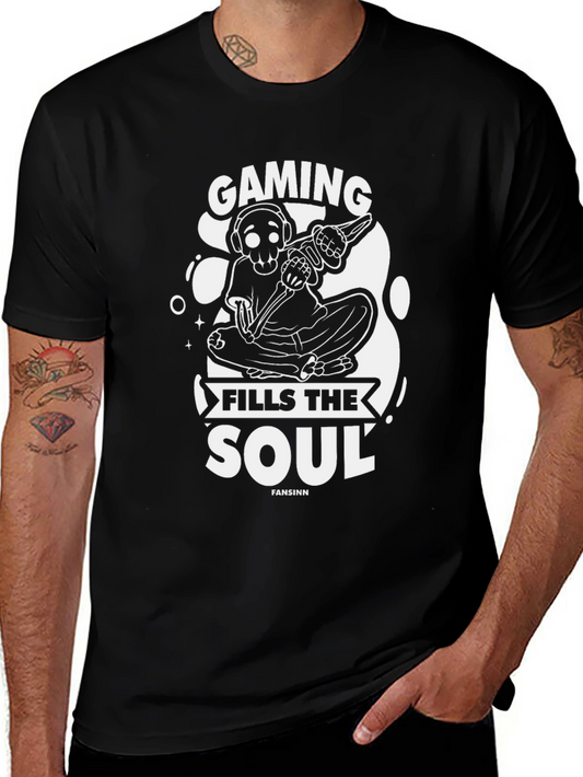 Gaming Fills the Soul Graphic Tee - Black Cotton T-Shirt