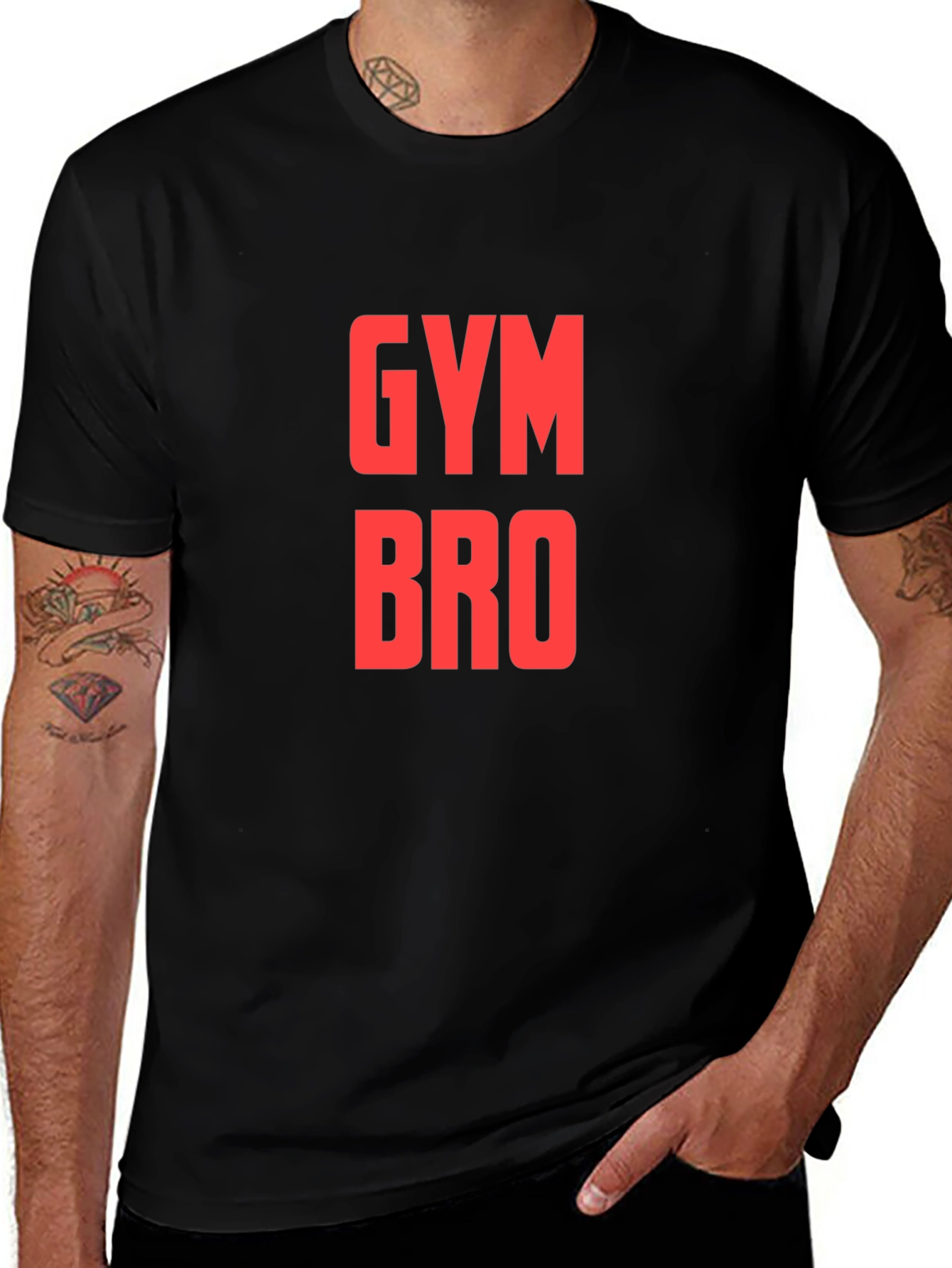 Gym Bro T-Shirt - Black - Red Text