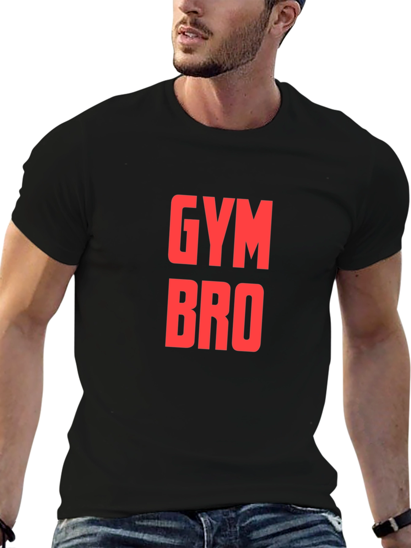 Gym Bro T-Shirt - Black - Red Text