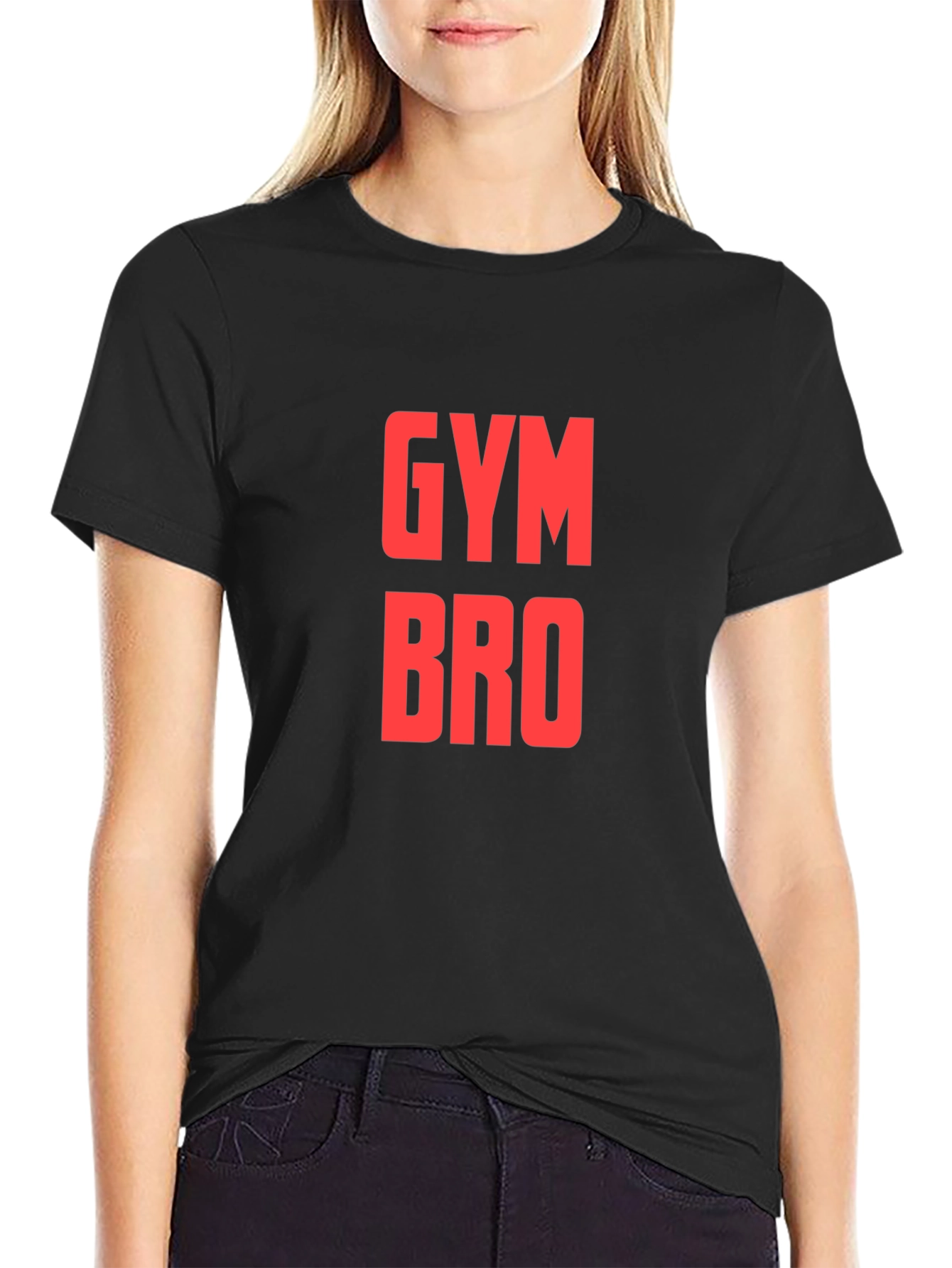 Gym Bro T-Shirt - Black - Red Text