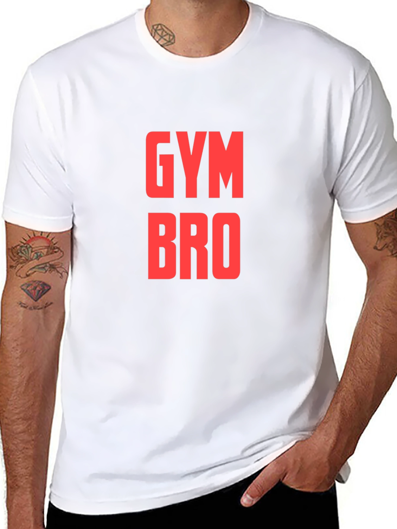 Gym Bro T-Shirt - Black - Red Text