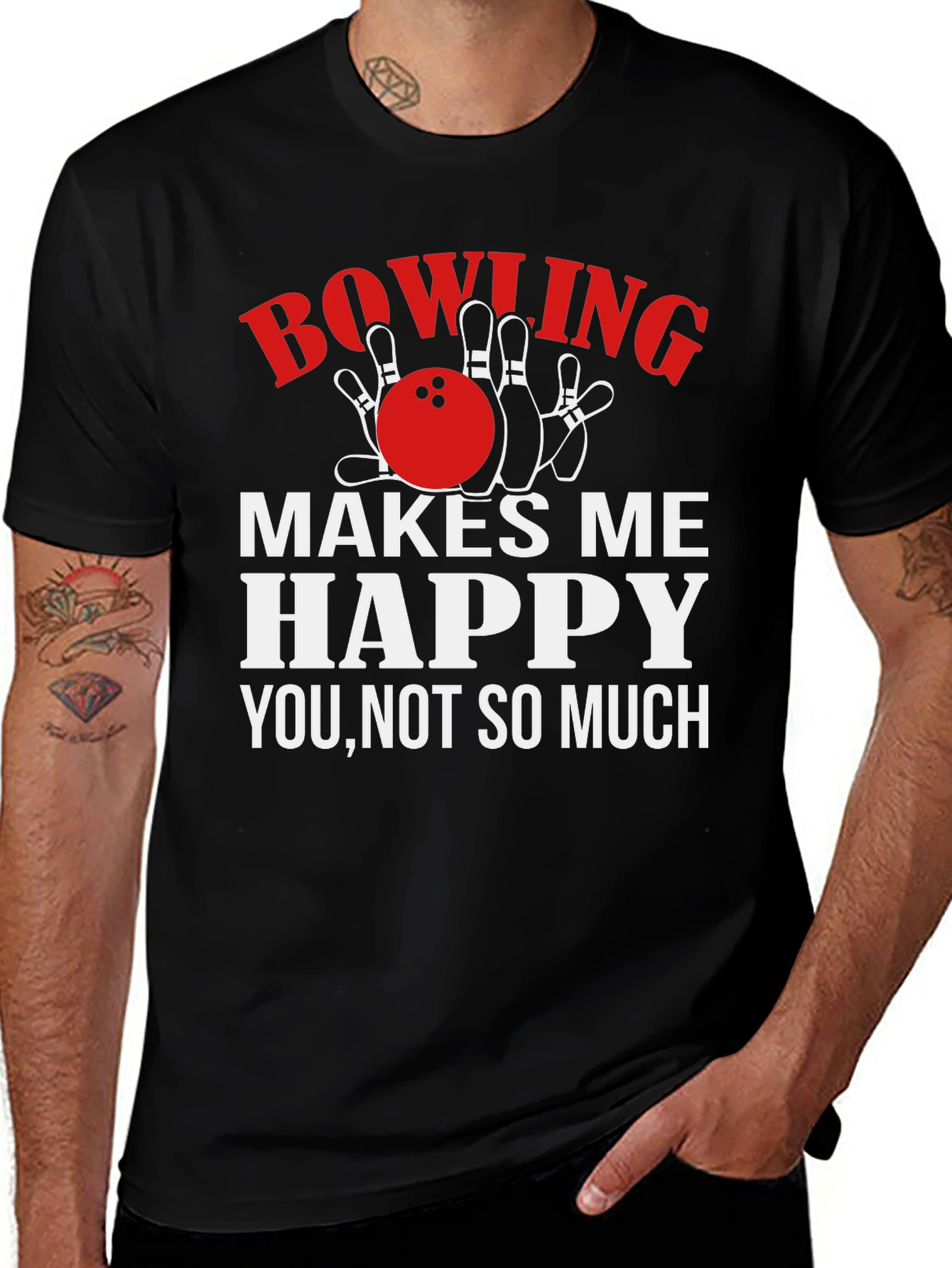Bowling Makes Me Happy Graphic T-Shirt