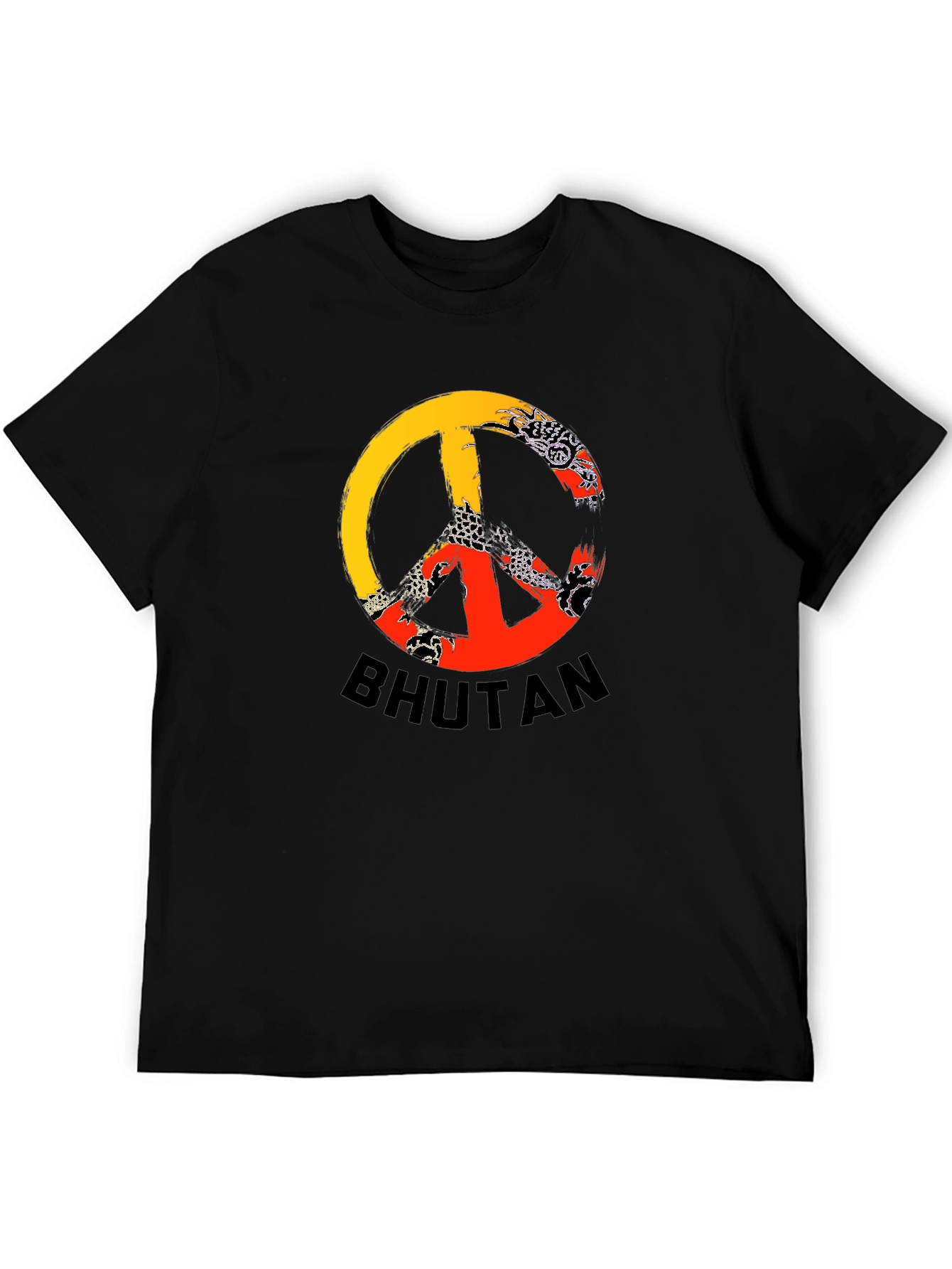 Bhutan Flag Peace Sign Graphic T-Shirt
