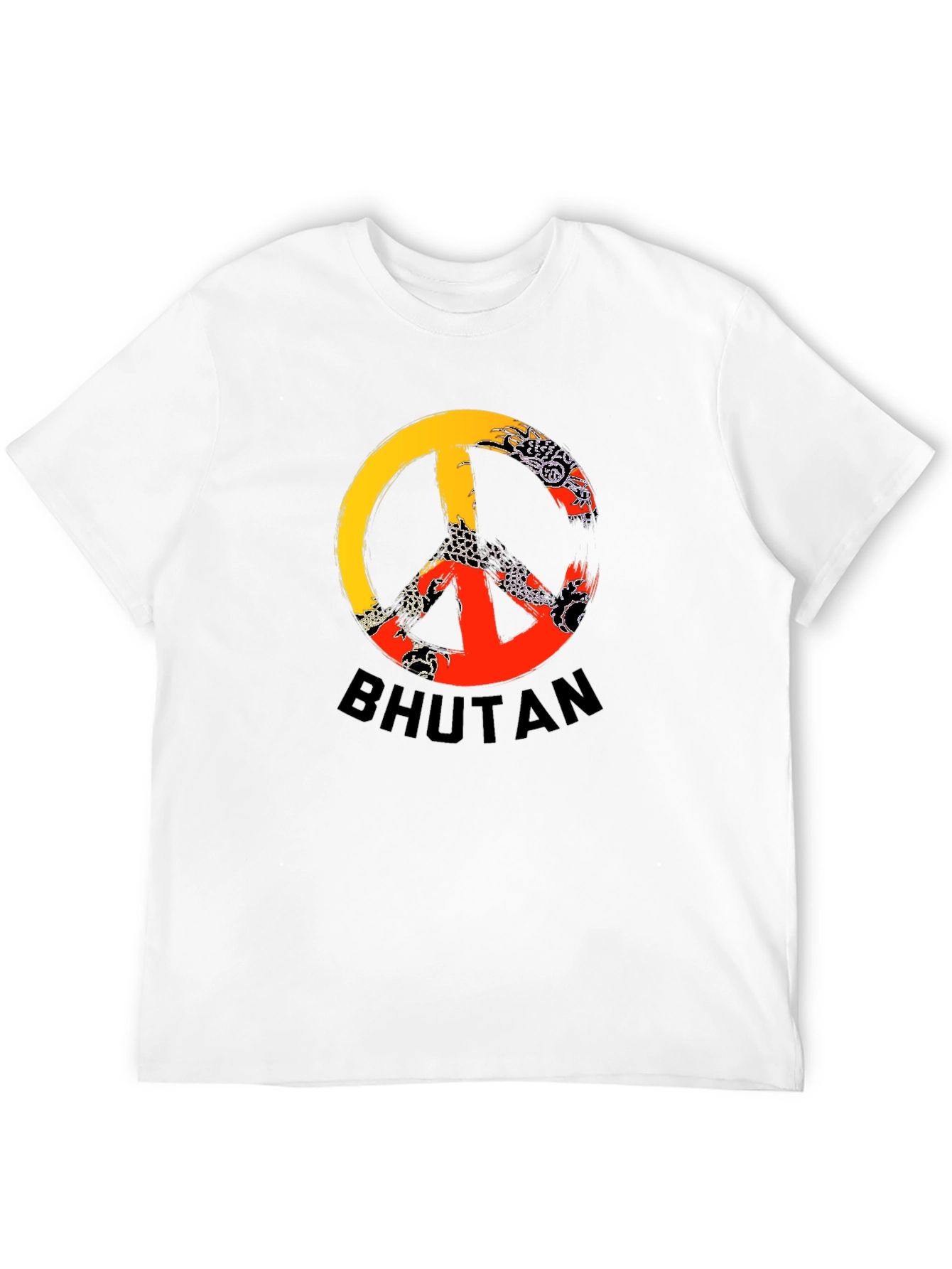 Bhutan Flag Peace Sign Graphic T-Shirt