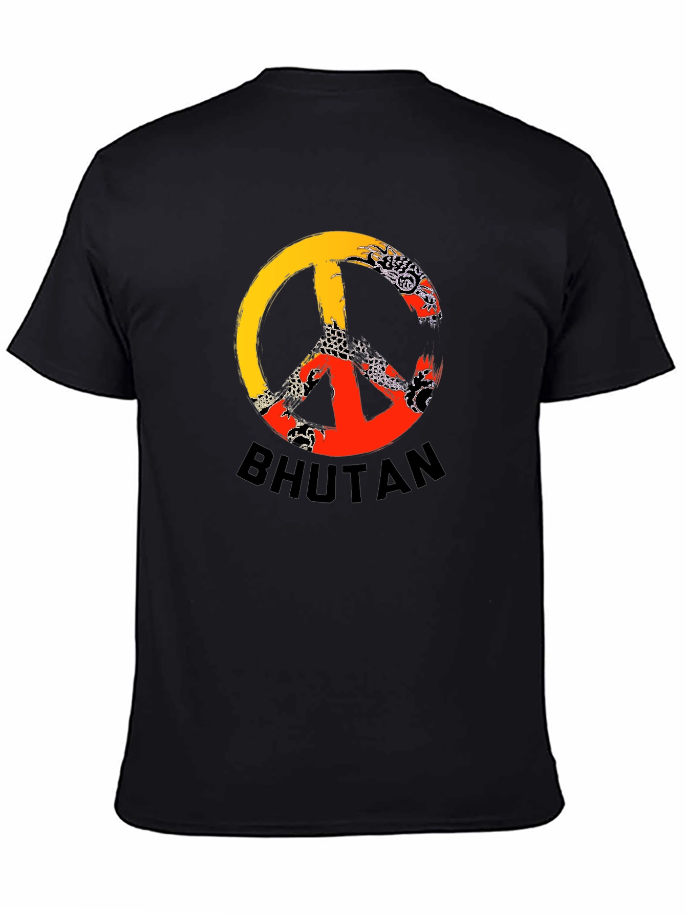 Bhutan Flag Peace Sign Graphic T-Shirt