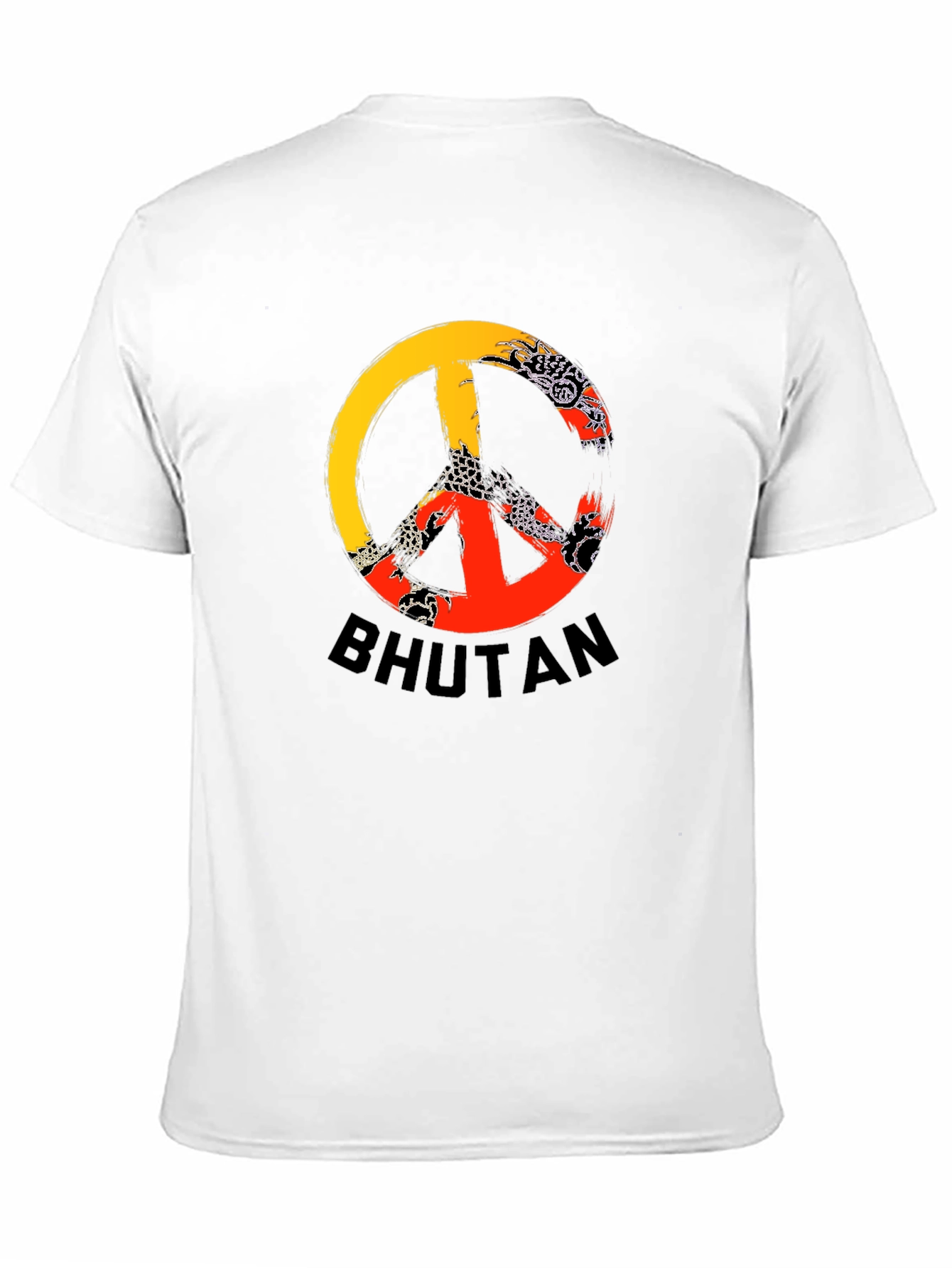 Bhutan Flag Peace Sign Graphic T-Shirt