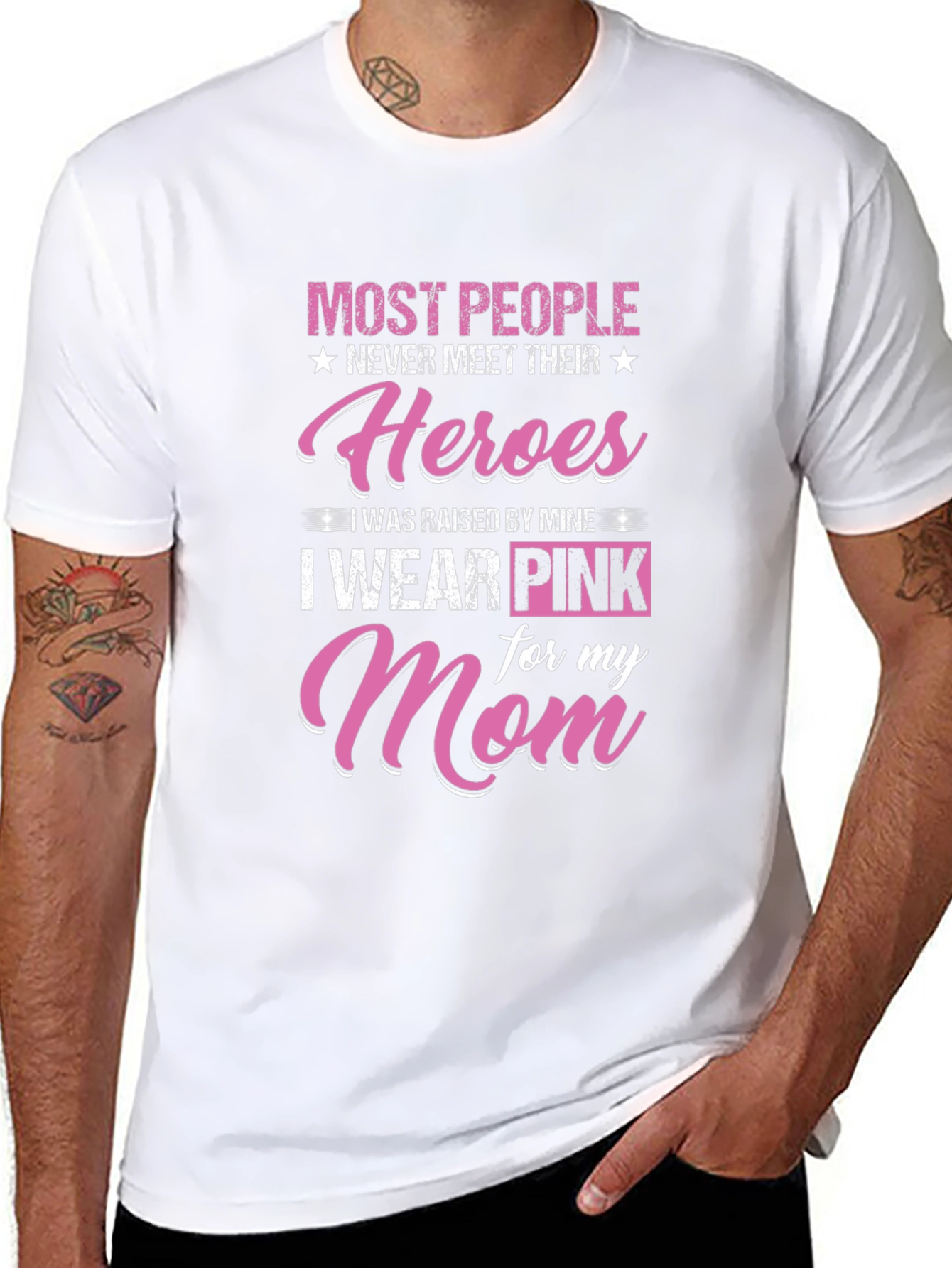 Heroes Mom T-Shirt - I Wear Pink